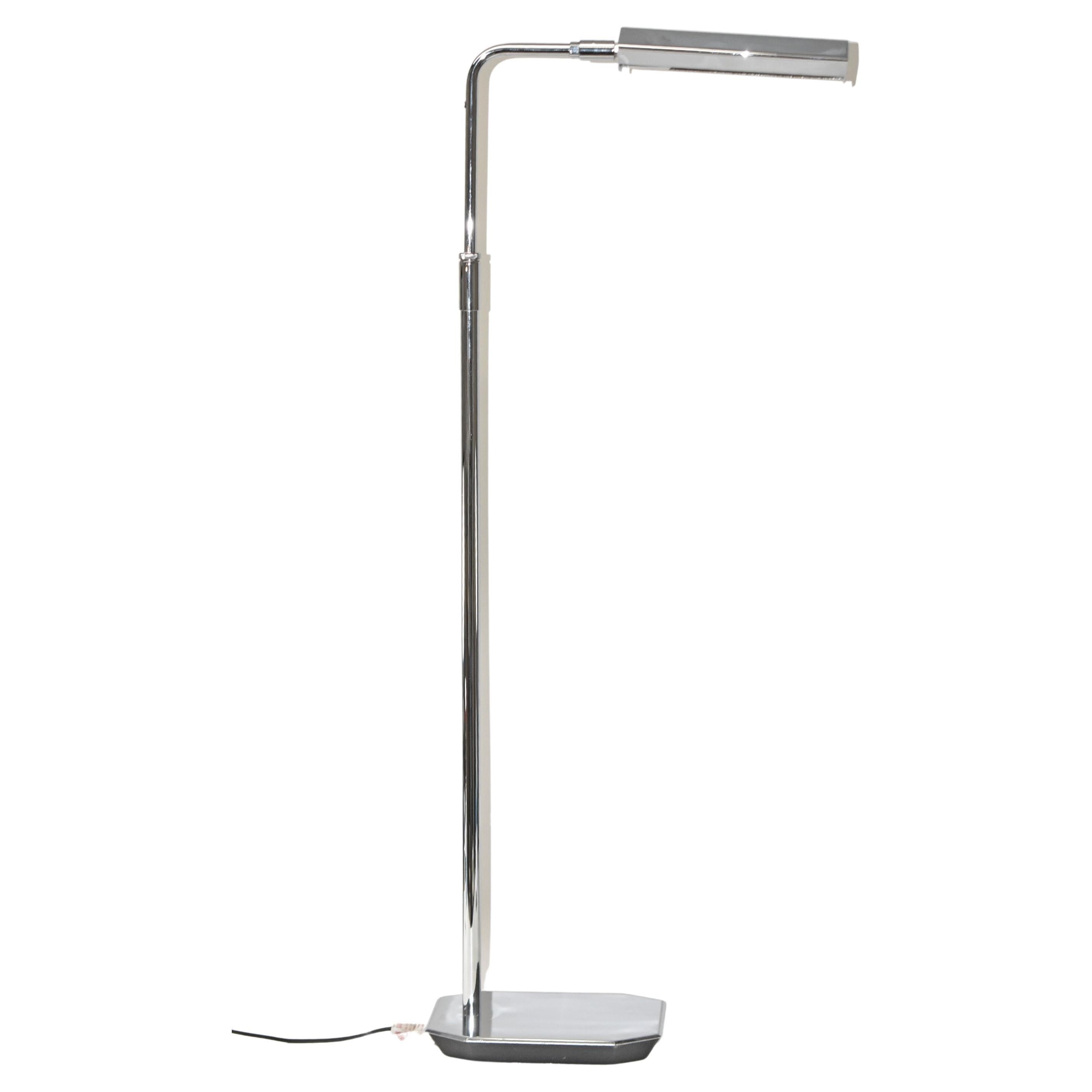 Koch & Lowy Adjustable Chrome Floor Reading Lamp For Sale