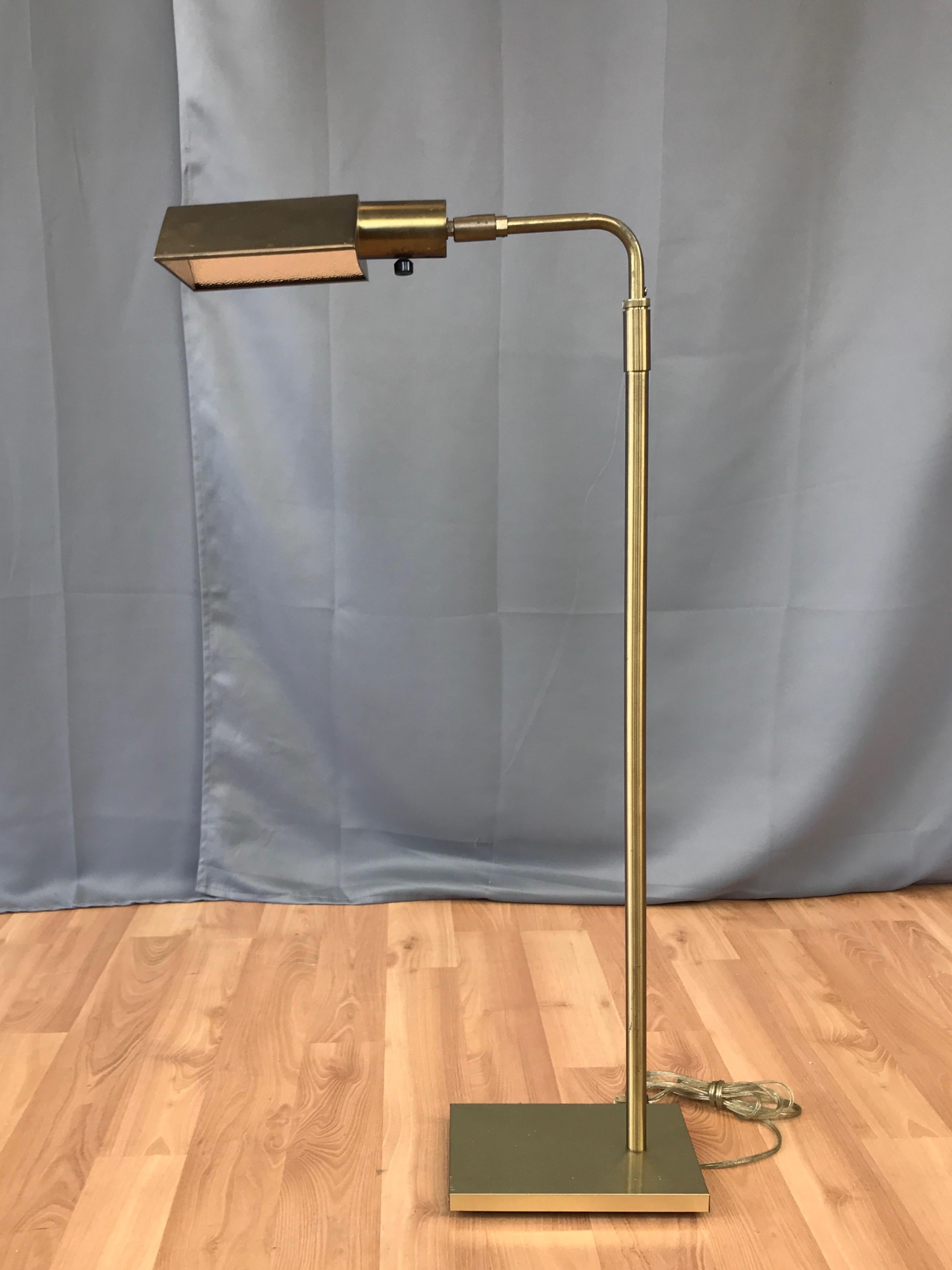 Cast Koch & Lowy Adjustable Height Articulated Brass Floor Lamp