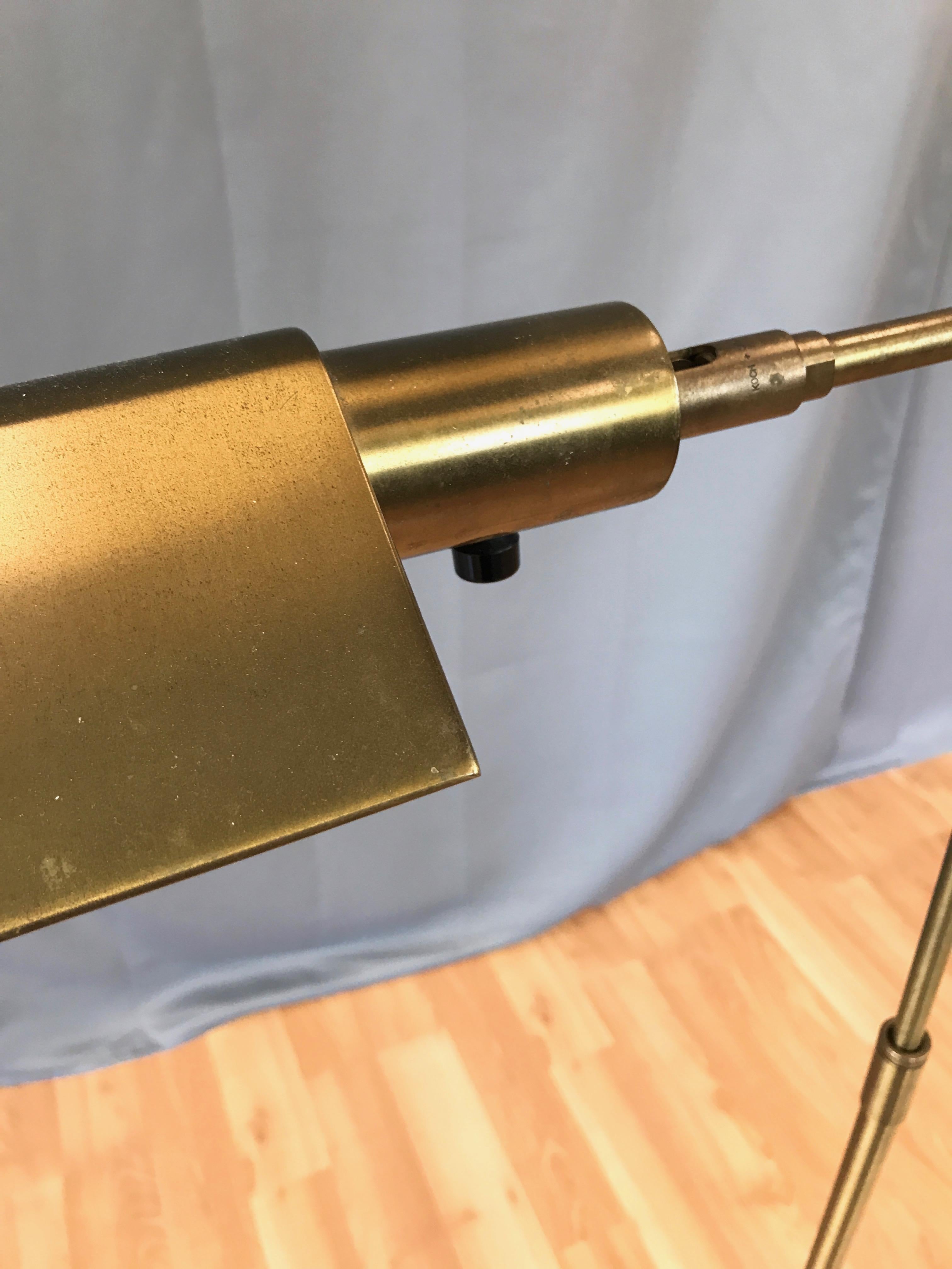 Iron Koch & Lowy Adjustable Height Articulated Brass Floor Lamp