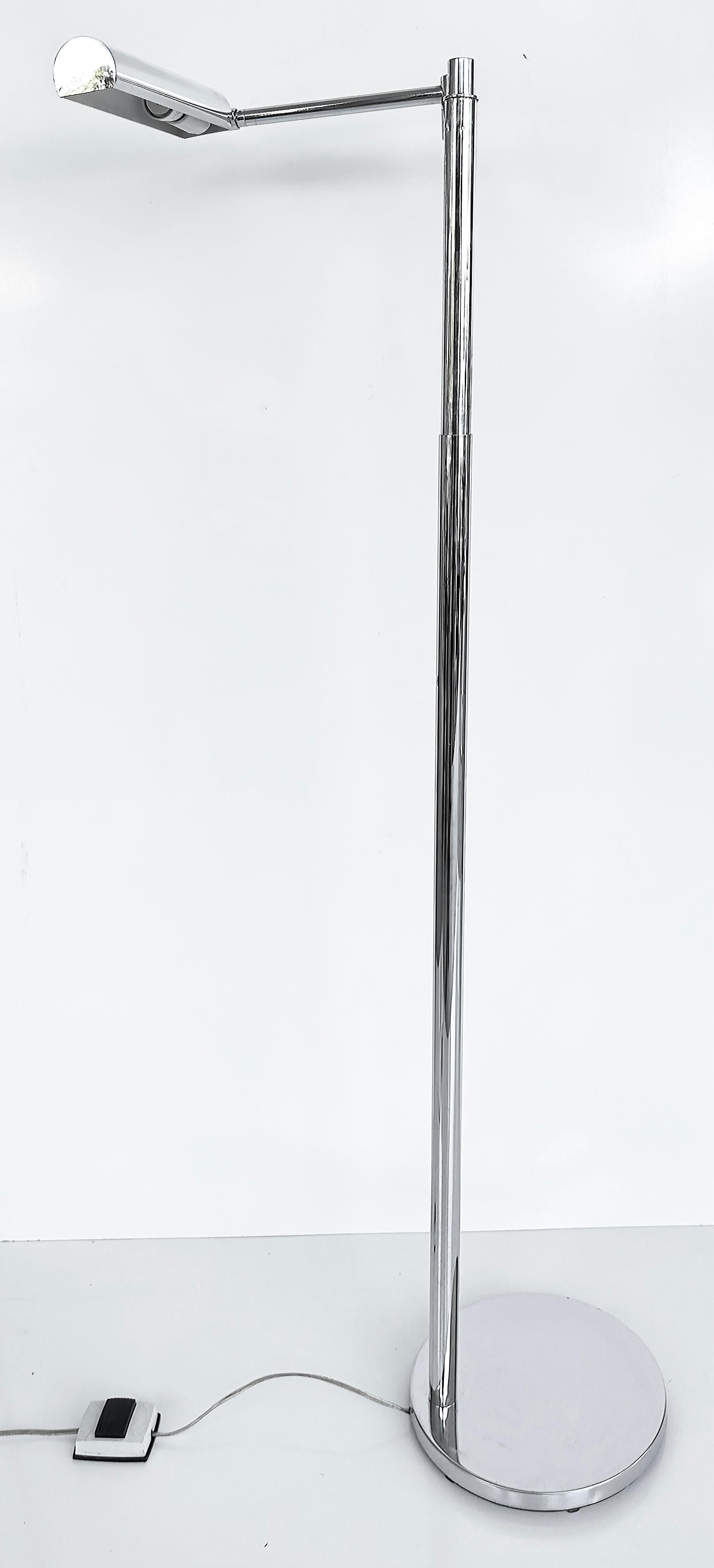 American Koch & Lowy Adjustable Swing Arm Chrome Floor Lamp OMI, 1960s For Sale