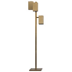 Vintage Koch & Lowy Brass Floor Lamp with Articulated Cube Shades