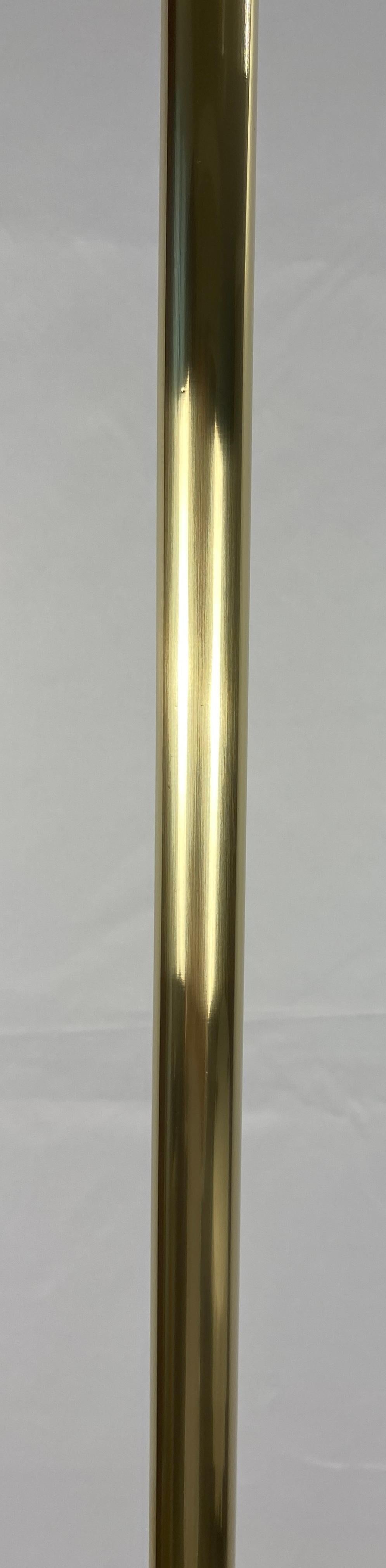 Koch & Lowy Brass Floor Lamp with Glass Shade In Good Condition For Sale In Miami, FL