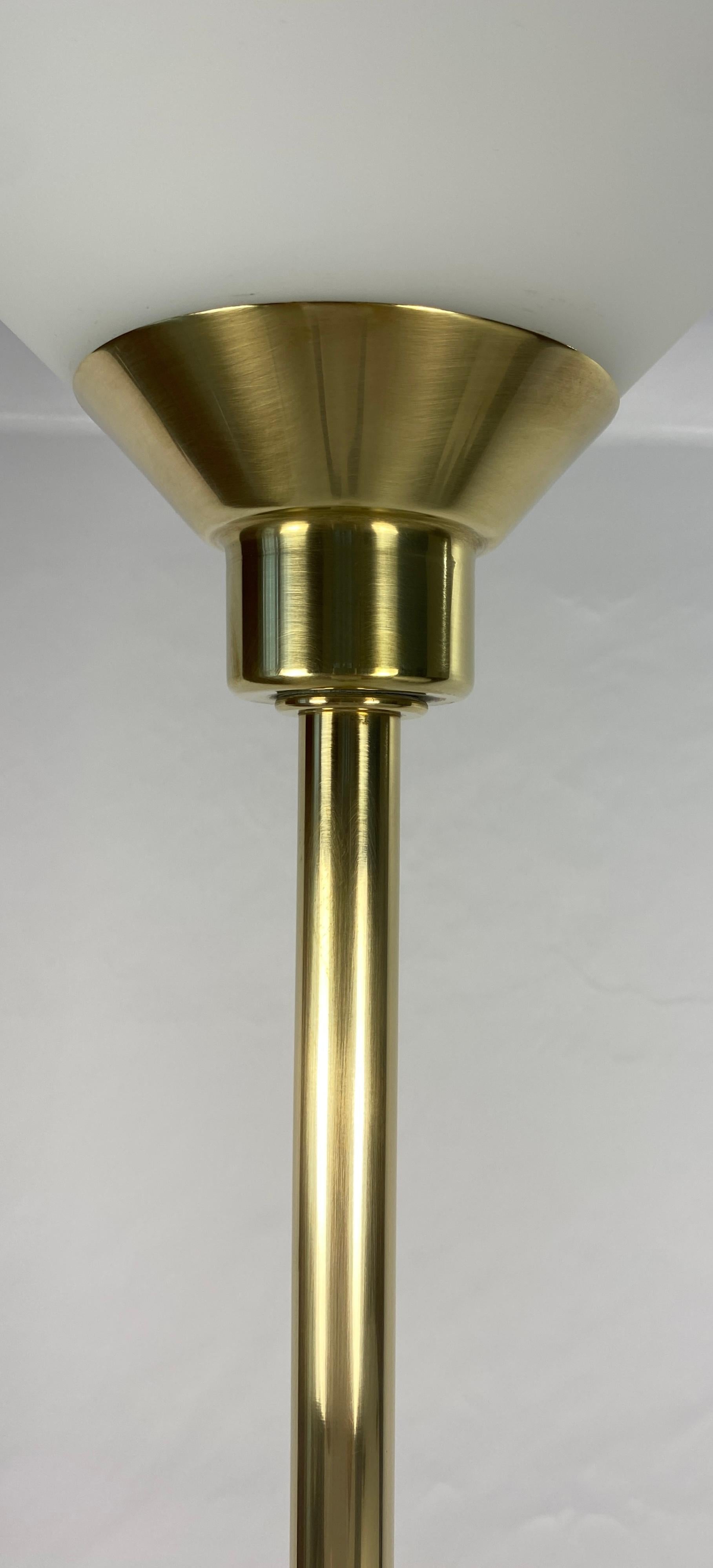 20th Century Koch & Lowy Brass Floor Lamp with Glass Shade For Sale