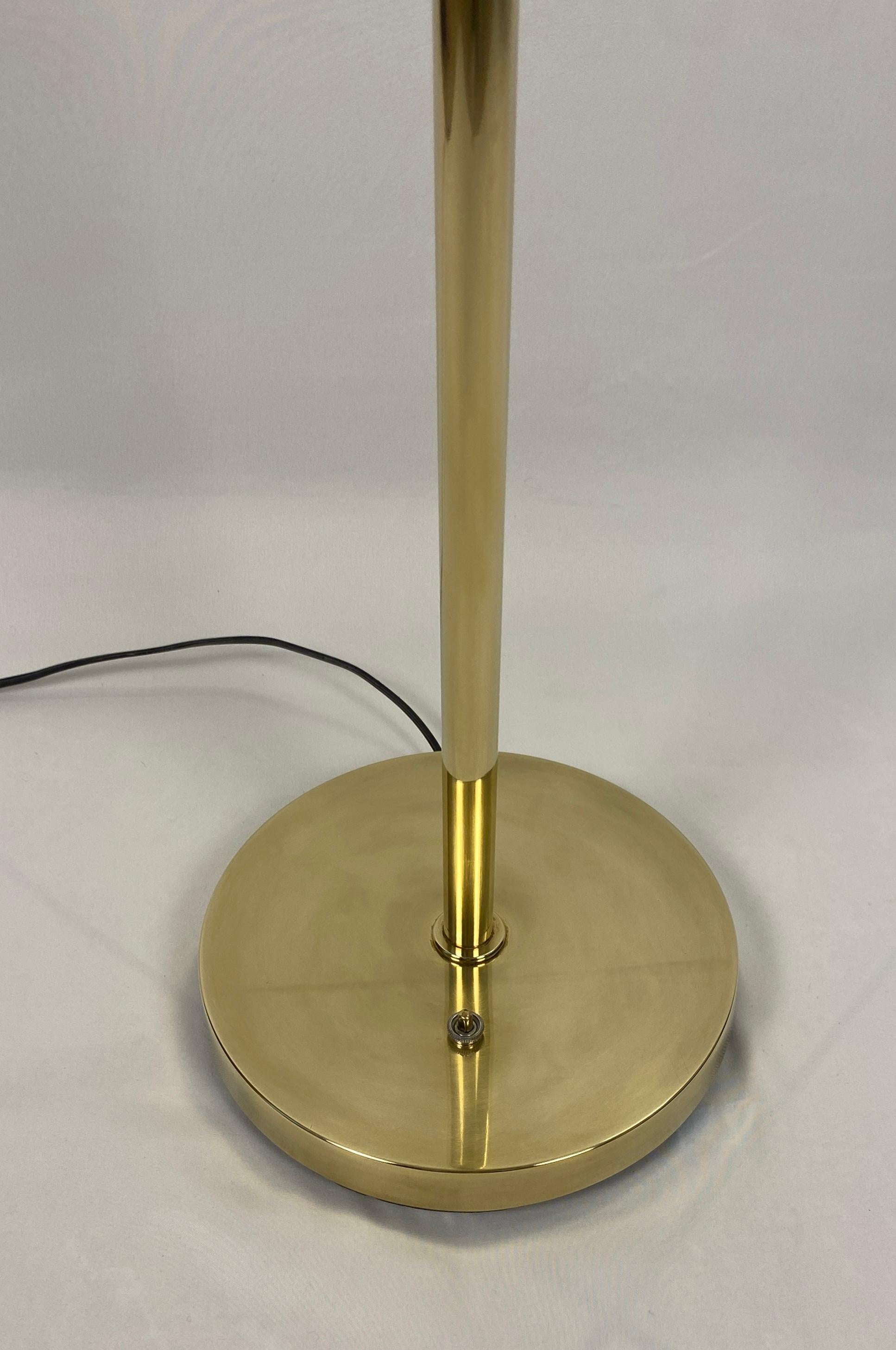Koch & Lowy Brass Floor Lamp with Glass Shade For Sale 2