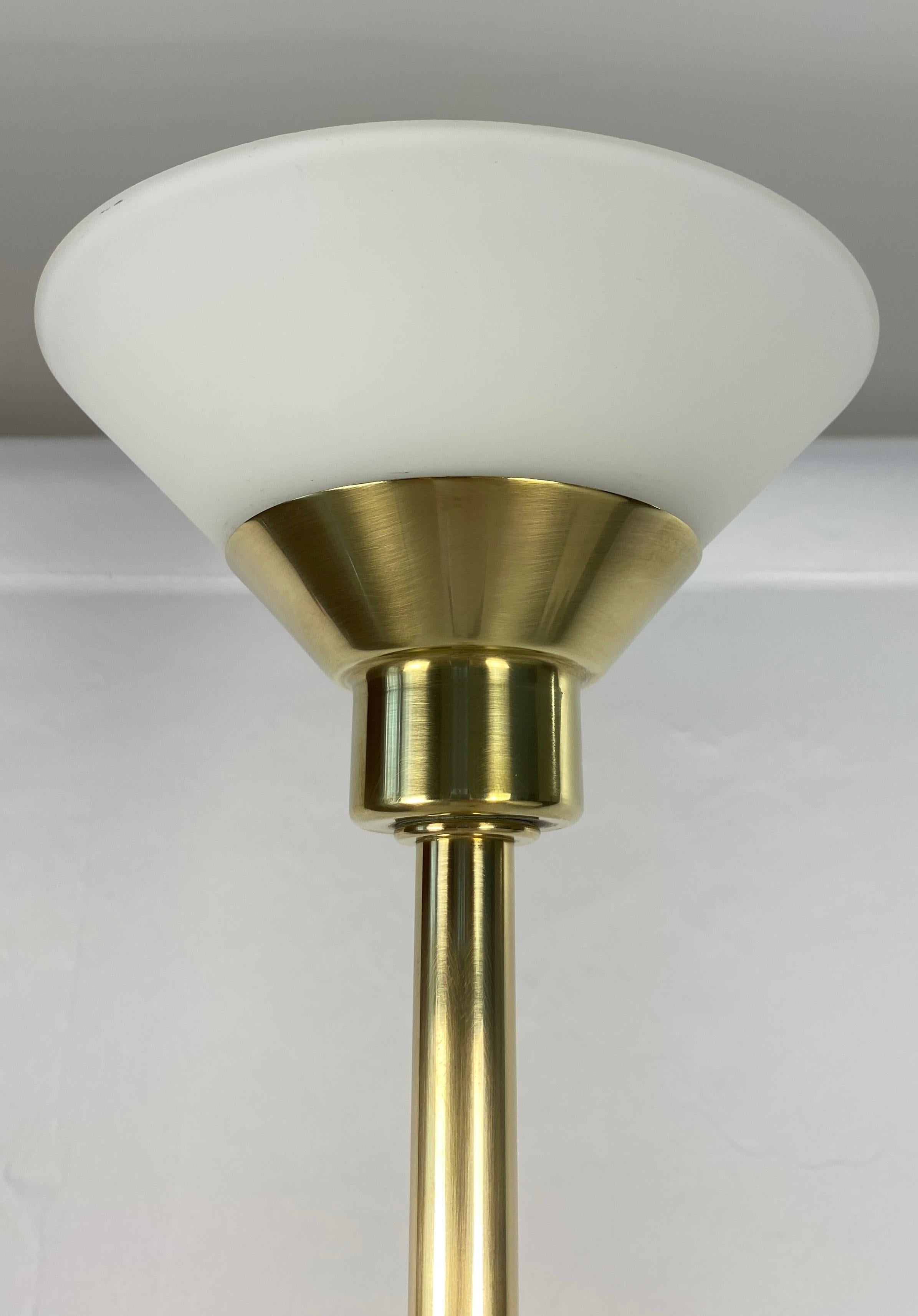 Koch & Lowy Brass Floor Lamp with Glass Shade For Sale 3