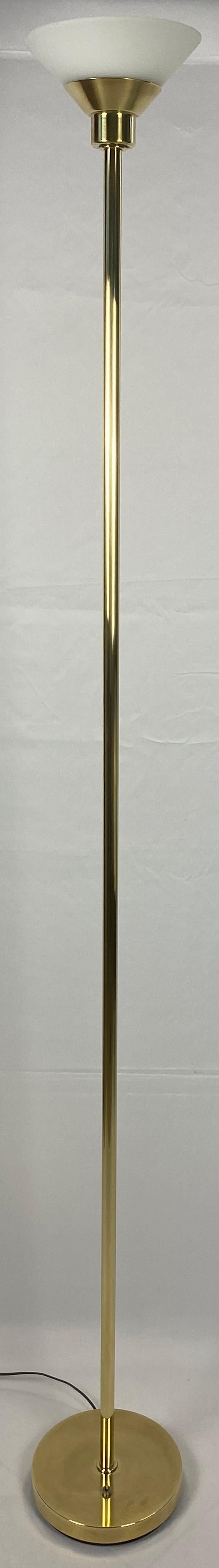 Koch & Lowy Brass Floor Lamp with Glass Shade For Sale 4