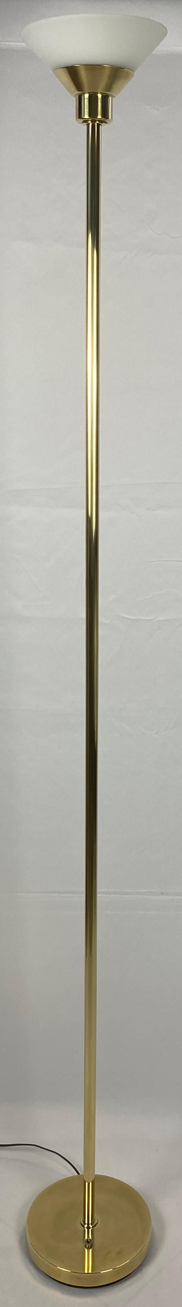 Koch & Lowy Brass Floor Lamp with Glass Shade 4