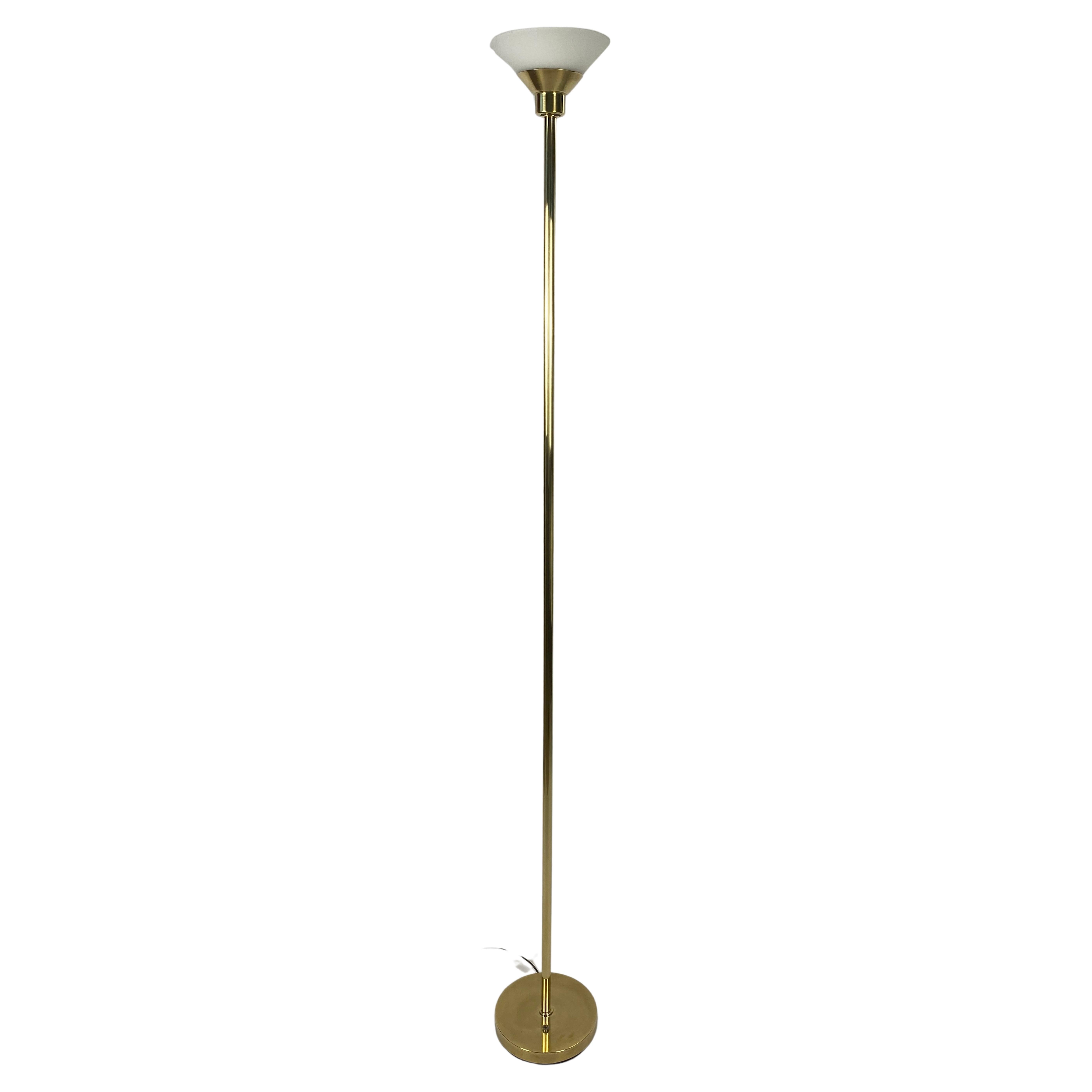 Koch & Lowy Brass Floor Lamp with Glass Shade