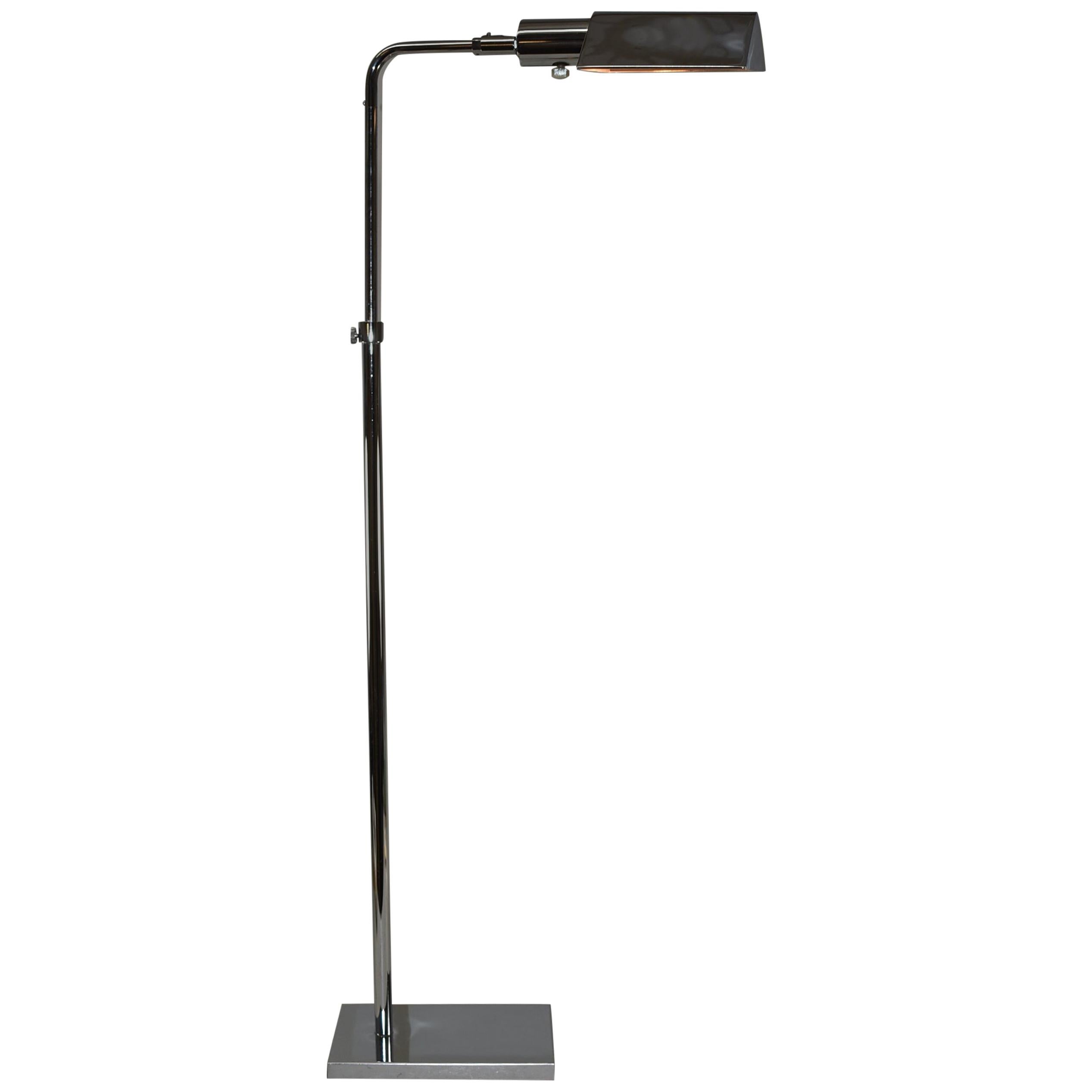Koch and Lowy Chrome Adjustable Floor Lamp Swing Arm Dimmer Switch at