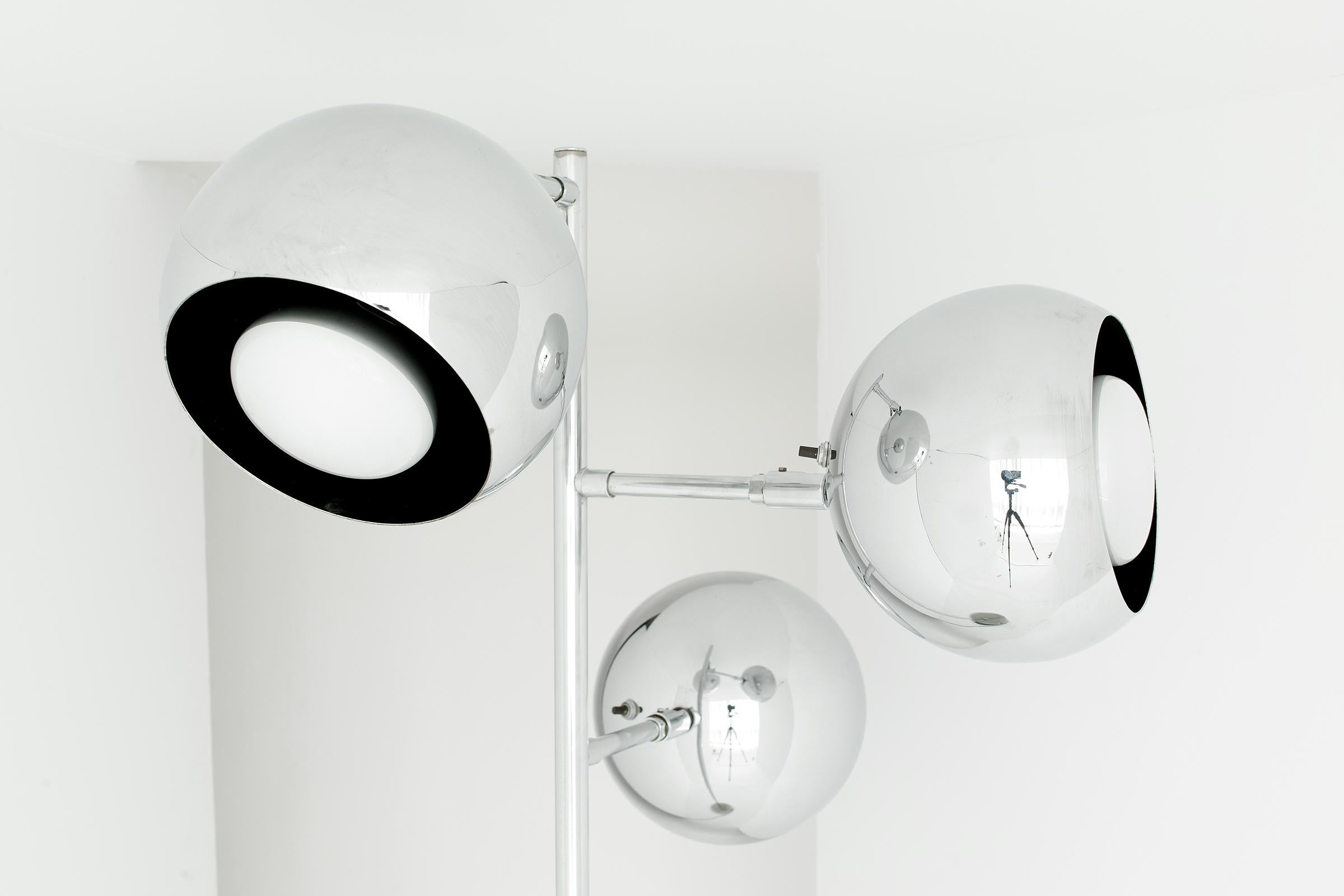 Koch & Lowy Chrome Eyeball Globe Floor Lamp 8