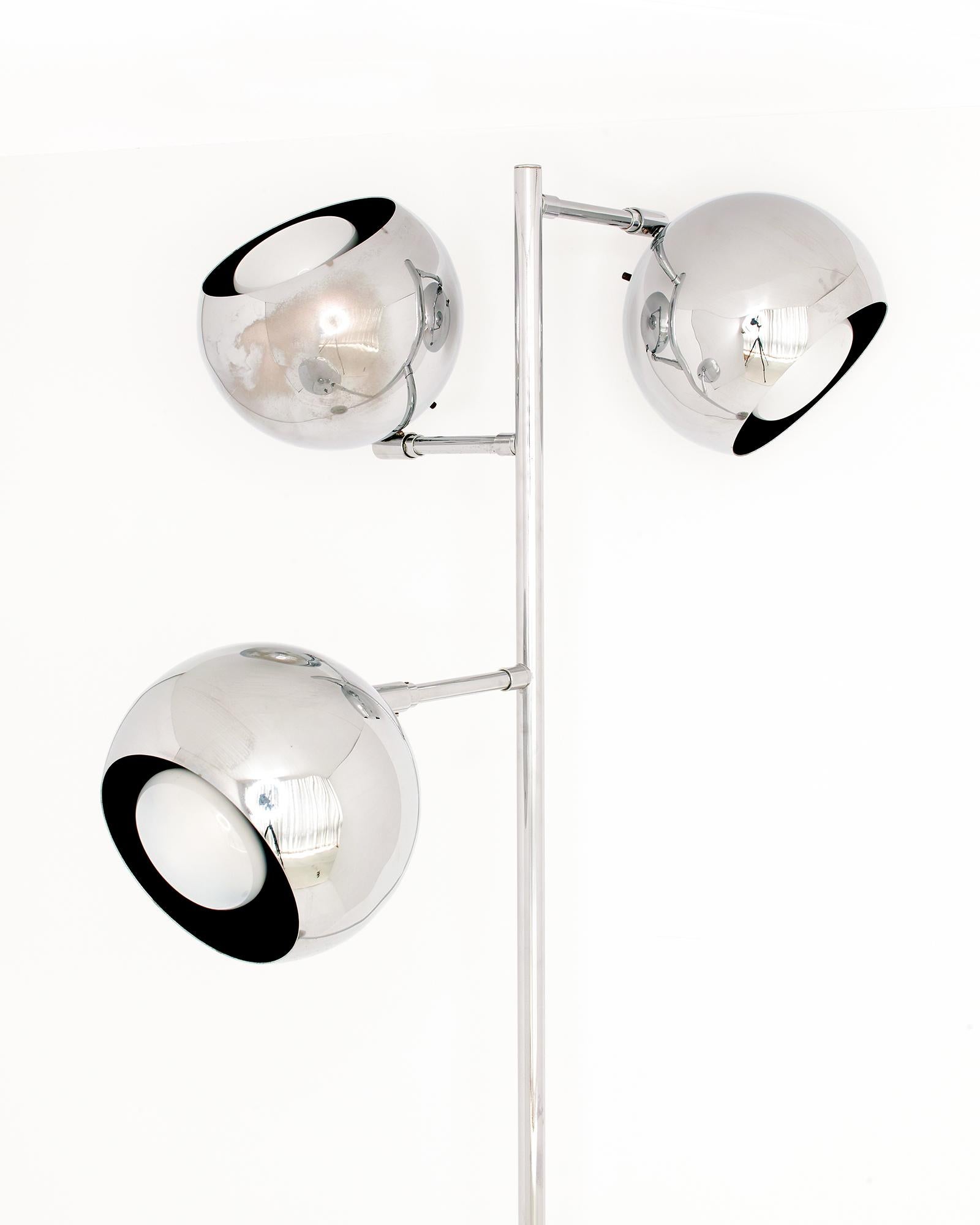 American Koch & Lowy Chrome Eyeball Globe Floor Lamp