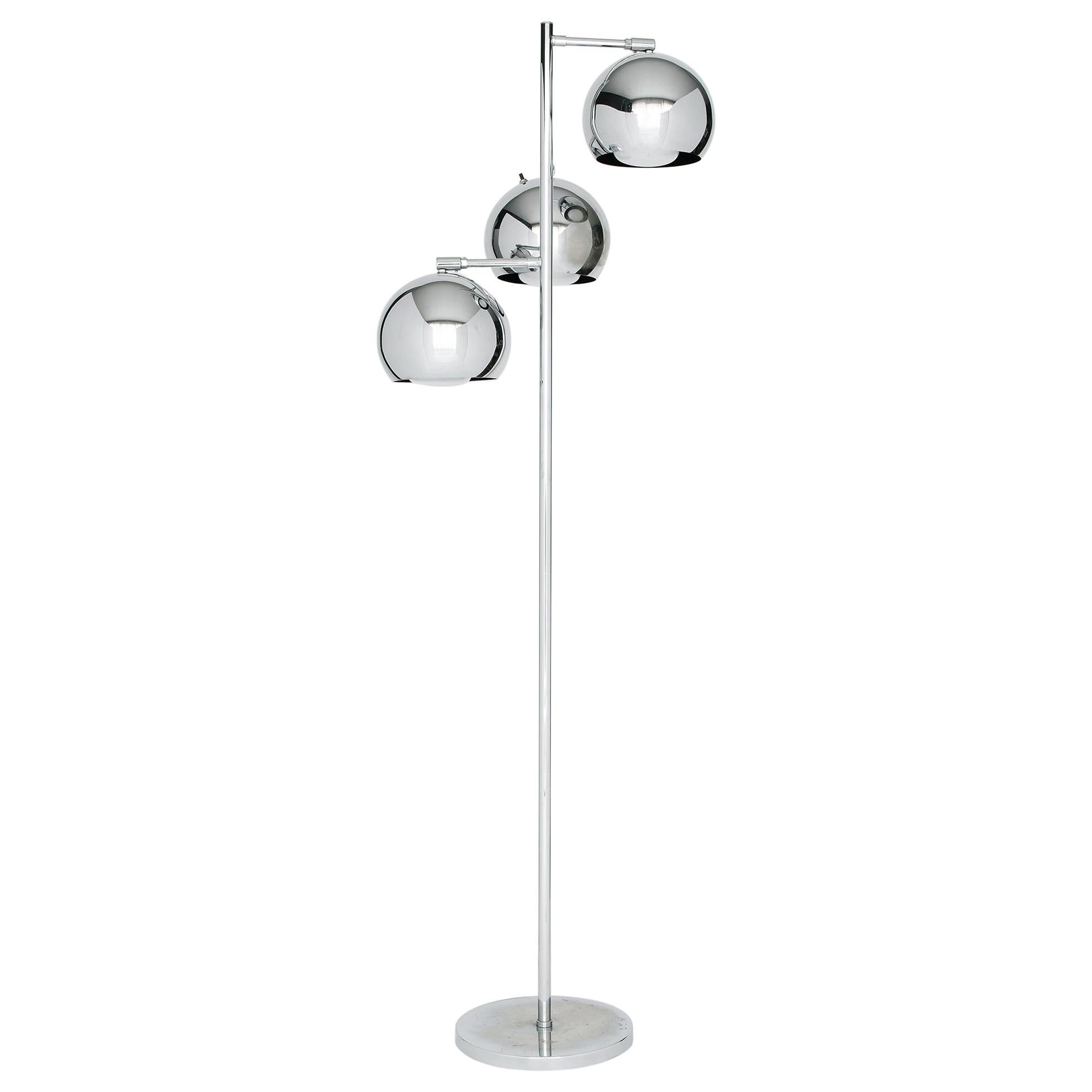 Koch & Lowy Chrome Eyeball Globe Floor Lamp