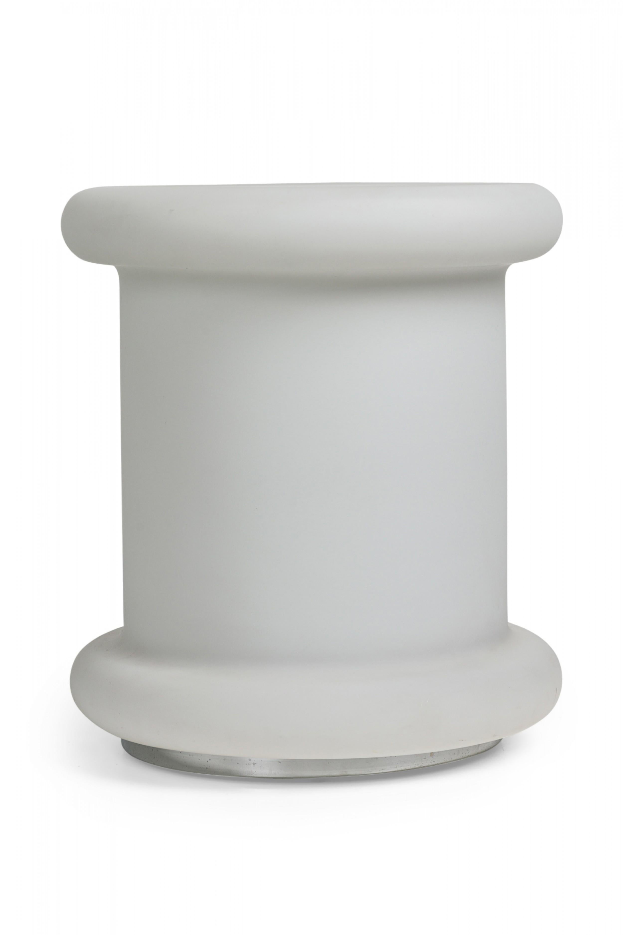 Mid-Century Modern Koch Lowy Mid-Century American White Satin Triplex Glass Tablette Lamp Table For Sale
