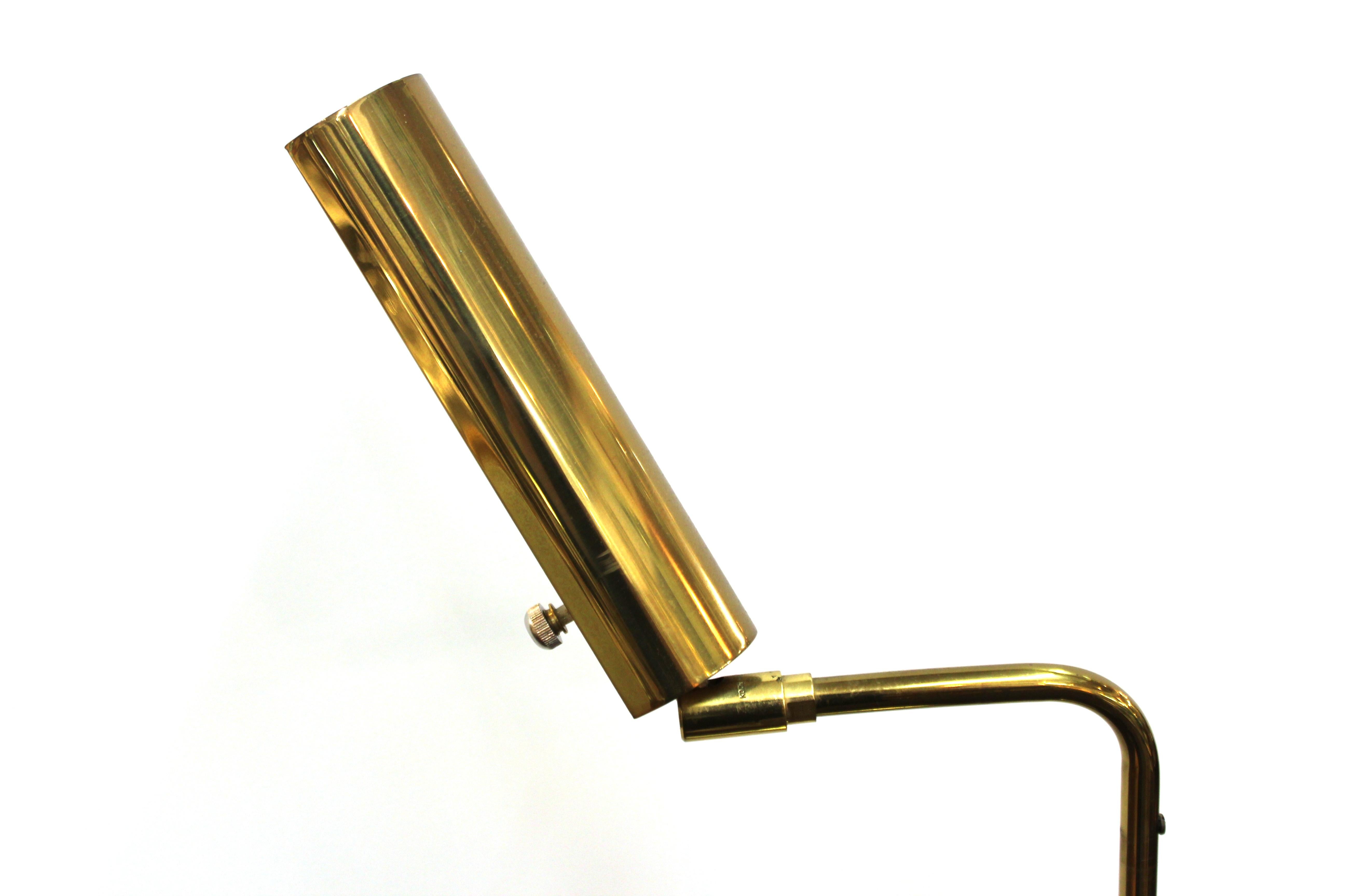Koch & Lowy Mid-Century Modern Adjustable Brass Pharmacy Floor Lamp In Good Condition In New York, NY