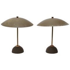 Koch & Lowy Mid-Century Modern Metal 'Saucer' Table Lamps
