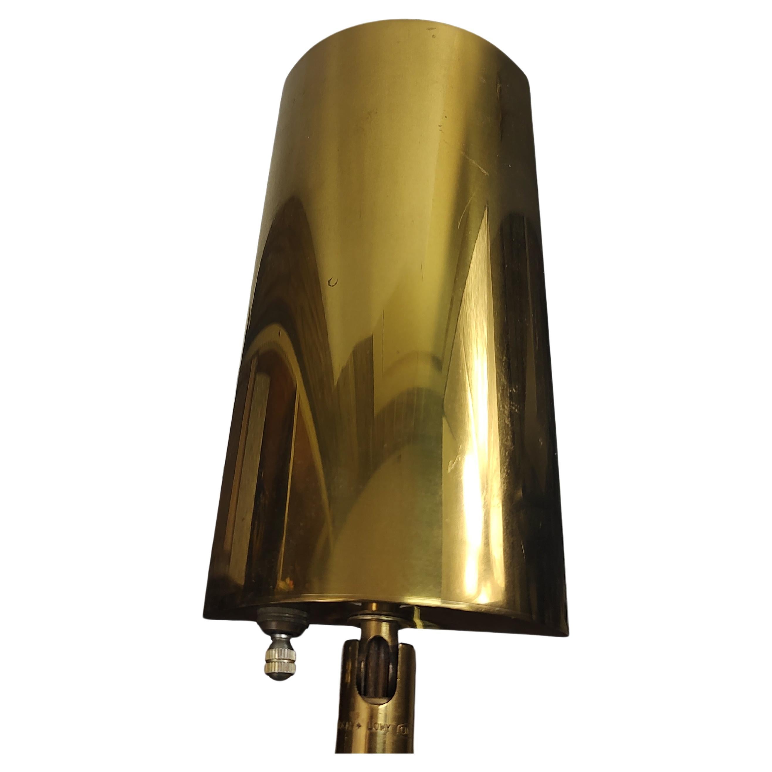 Koch & Lowy Mid Century Modern Reading Pharmacy Brass Adjustable Floor Lamp  For Sale 5