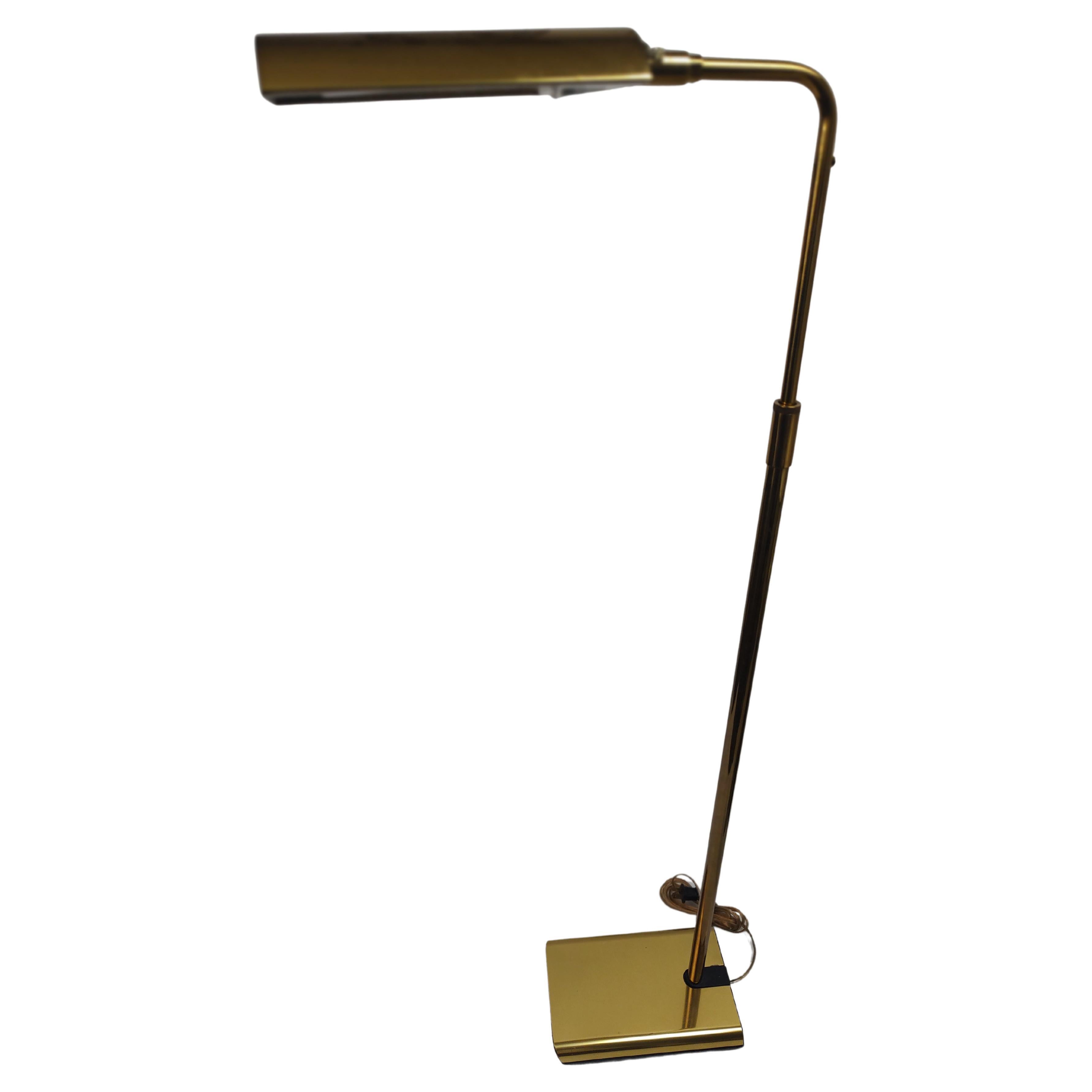 Mid-Century Modern Koch & Lowy Mid Century Modern Reading Pharmacy Brass Adjustable Floor Lamp  For Sale