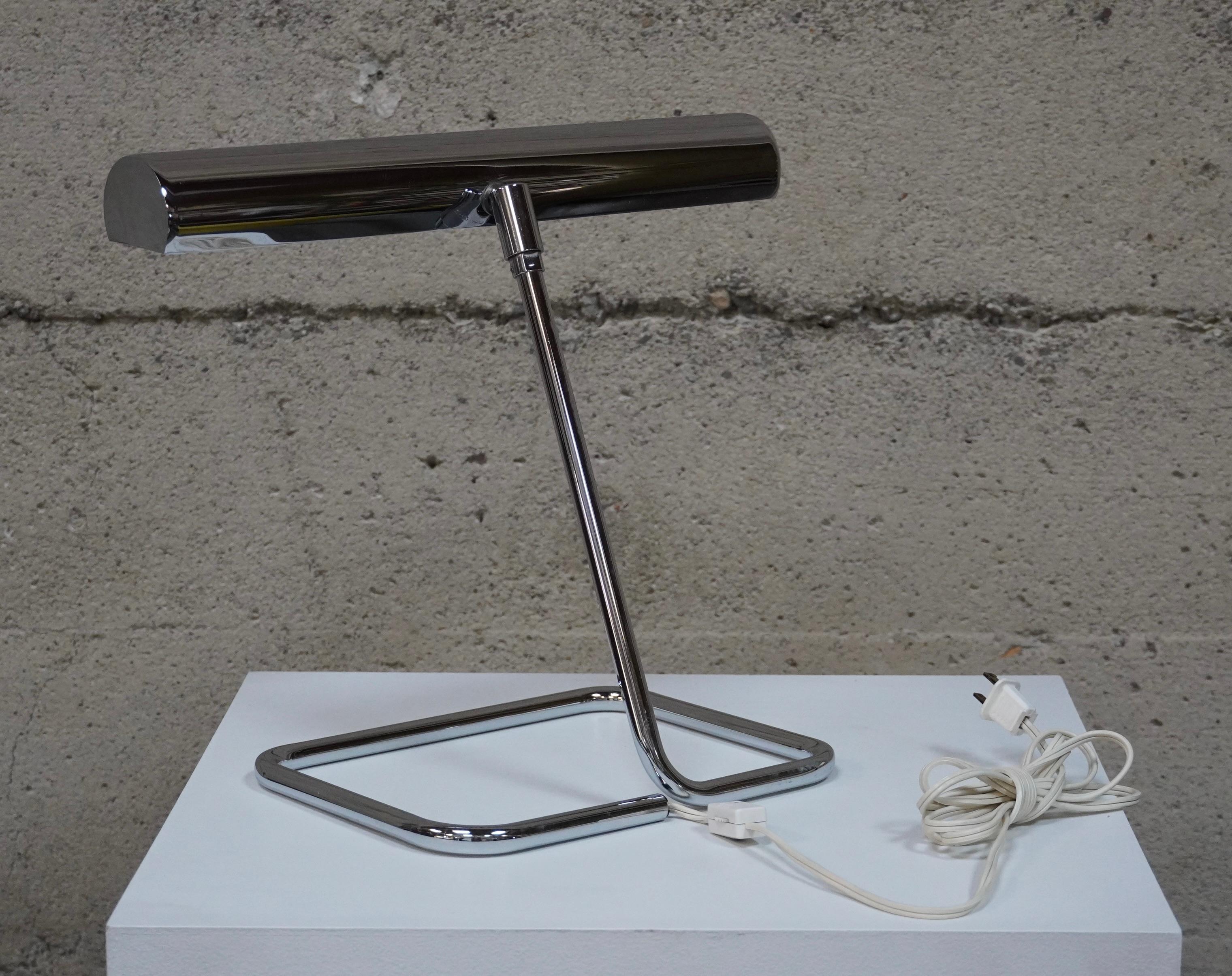Hand-Crafted Koch & Lowy Modernist Chrome Table Lamp circa 1970s For Sale