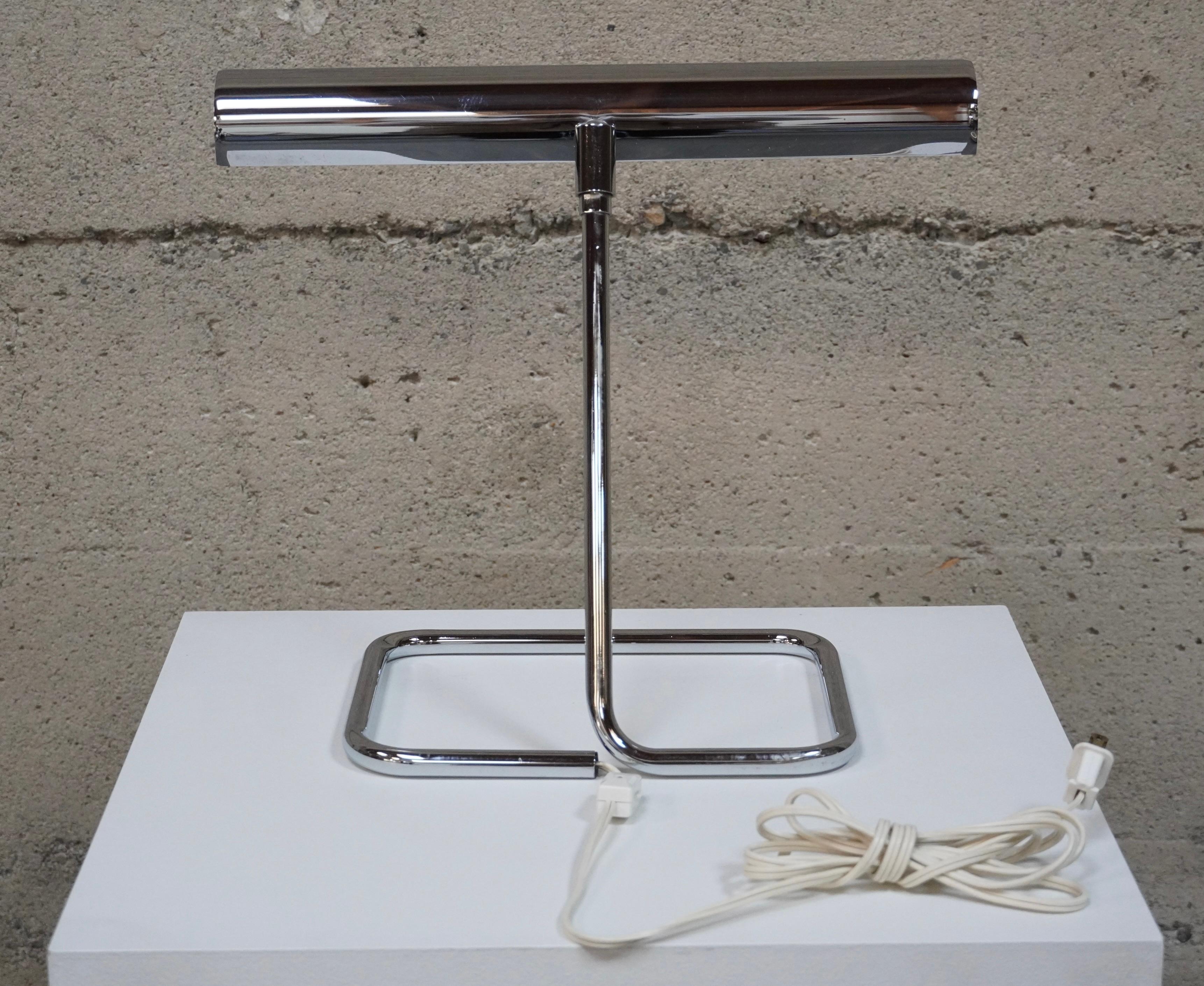 Steel Koch & Lowy Modernist Chrome Table Lamp circa 1970s For Sale