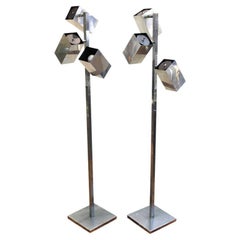 Koch & Lowy Modernist Polished Chrome Floor Lamps