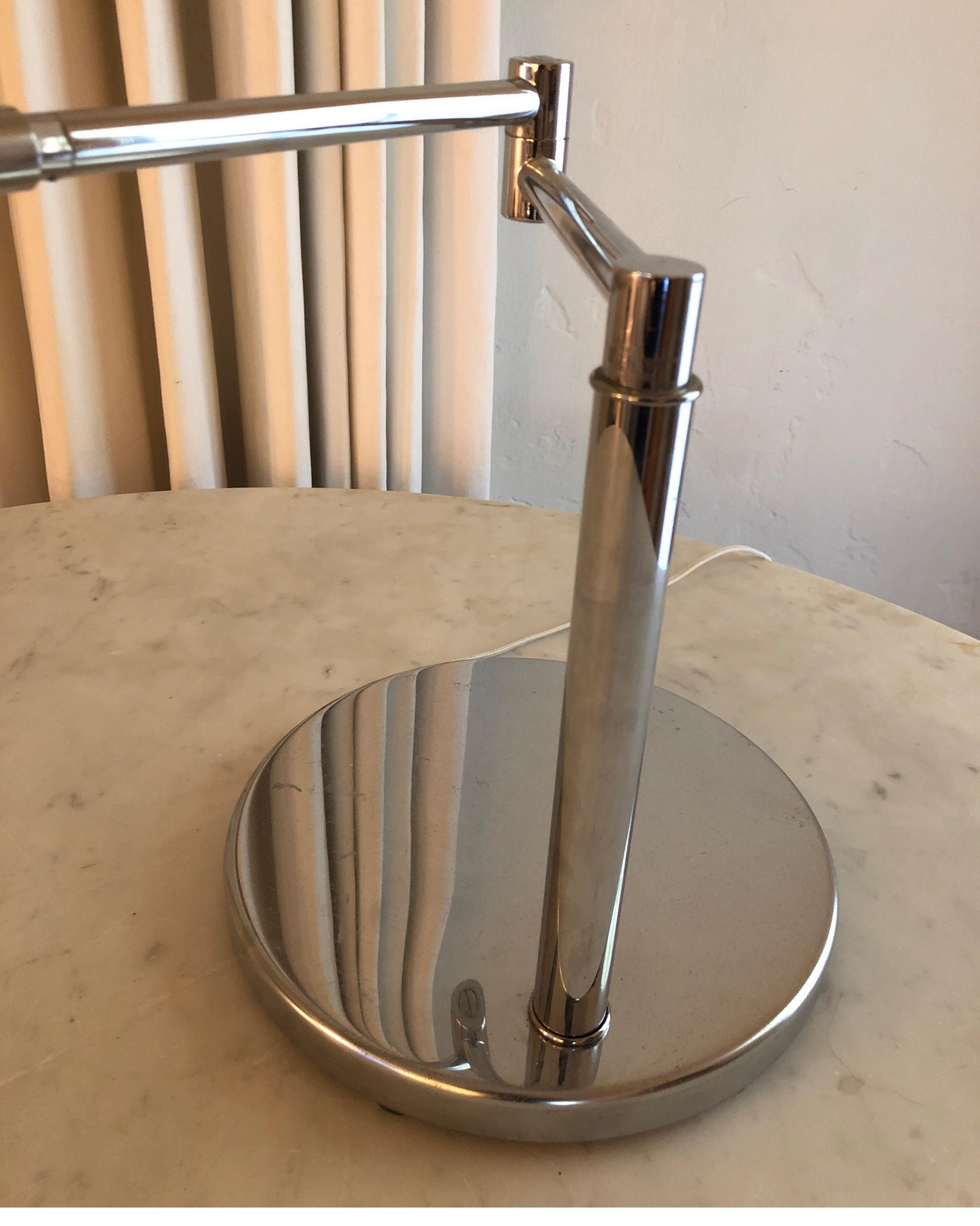 20th Century Koch & Lowy Polished Chrome Articulating Desk Light For Sale