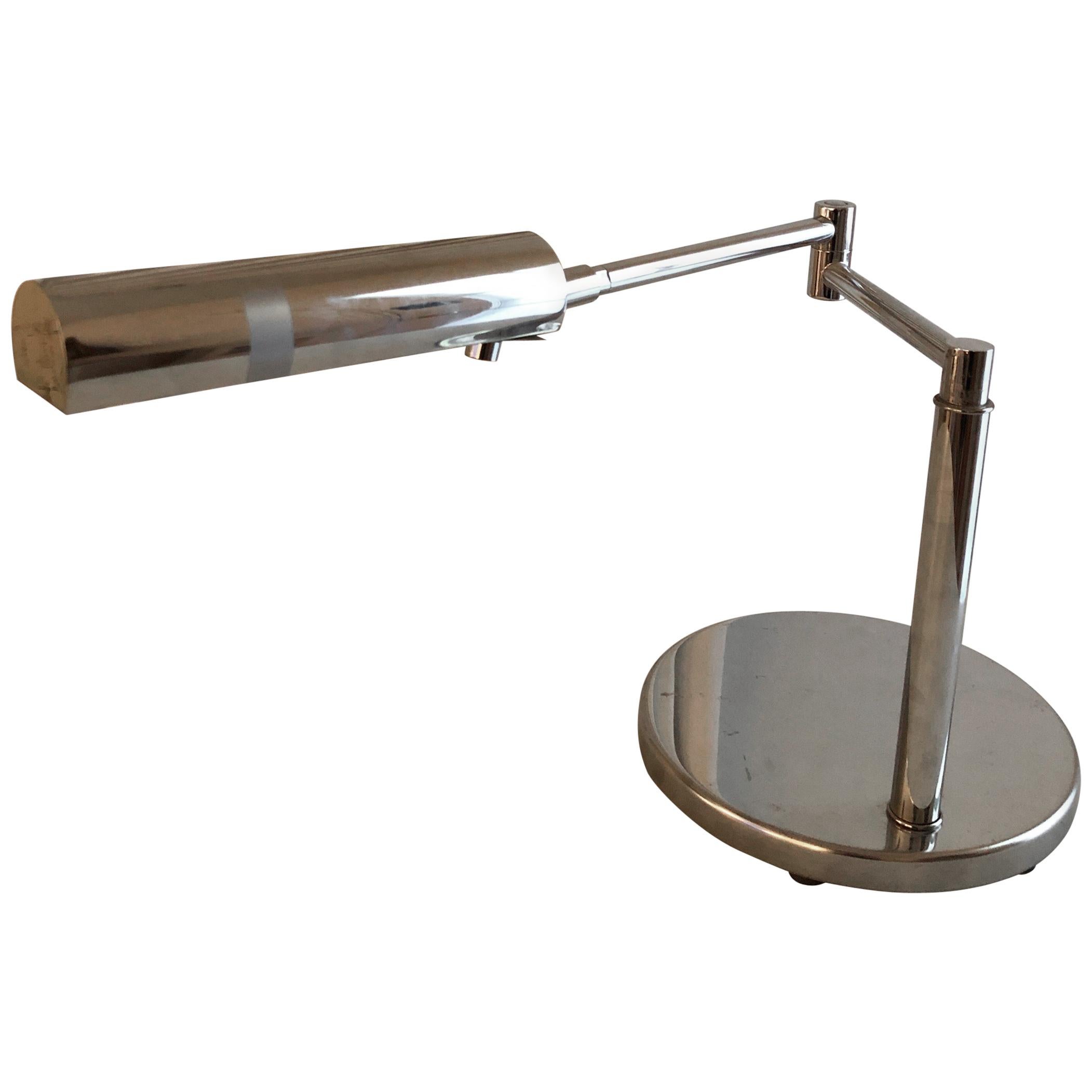 Koch & Lowy Polished Chrome Articulating Desk Light For Sale