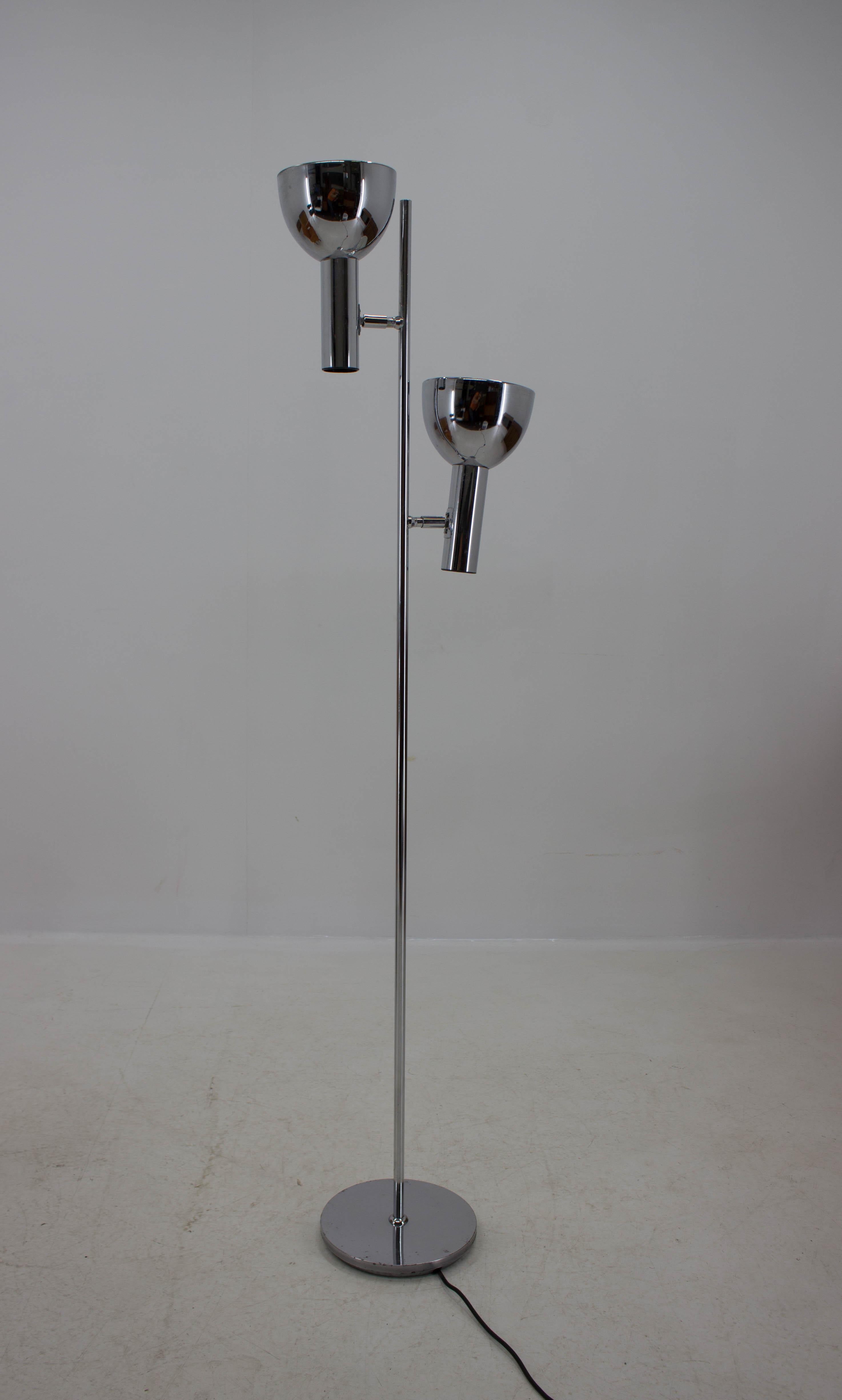 Koch & Lowy Style Floor Lamp with Two Shades, Germany, 1970s In Good Condition In Praha, CZ