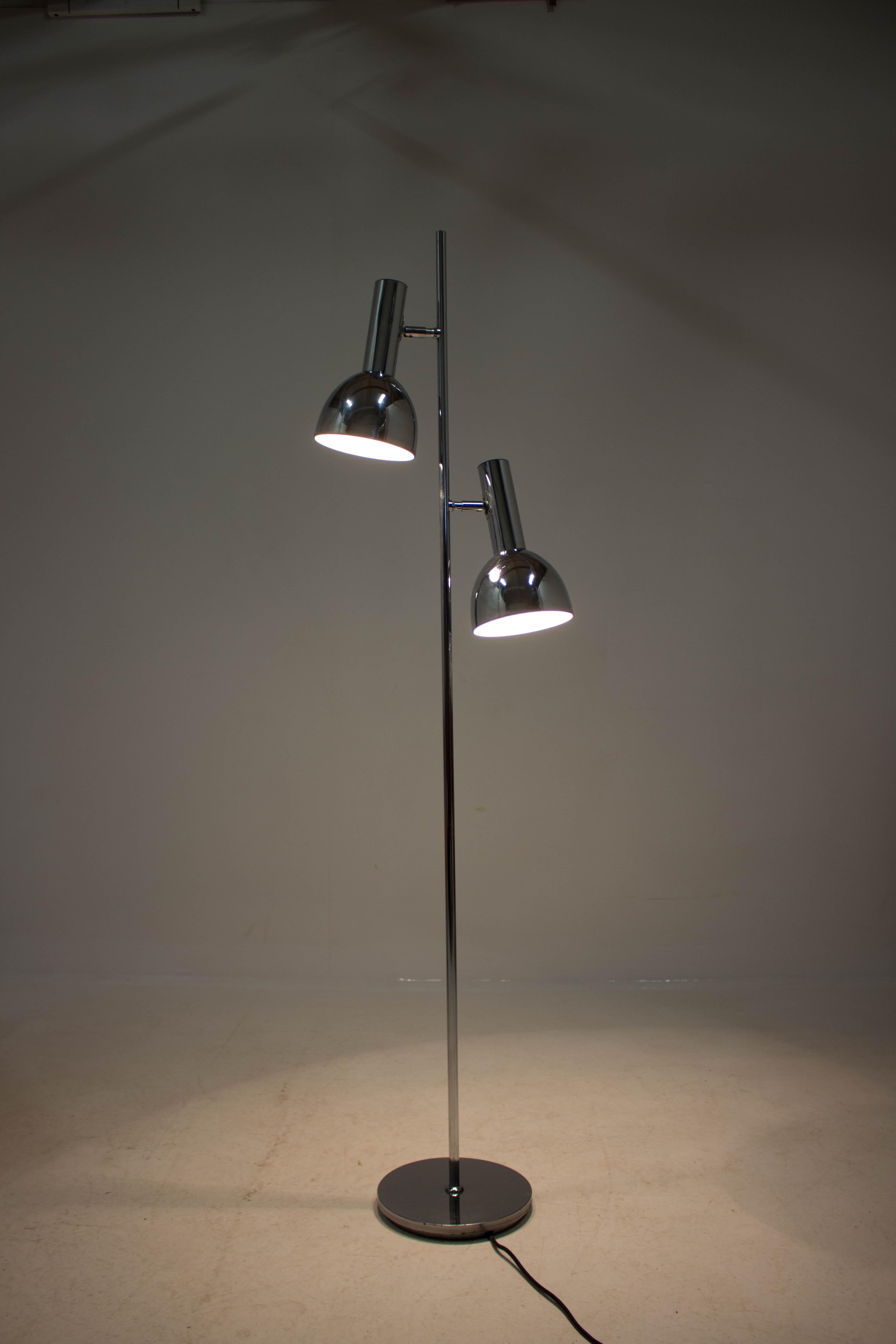 Koch & Lowy Style Floor Lamp with Two Shades, Germany, 1970s 1
