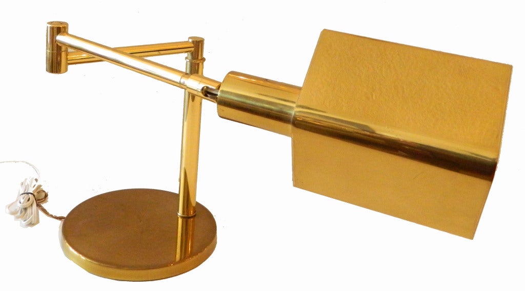 American Koch & Lowy Mid-Century Modern Brass Adjustable Swing-Arm Table Lamp