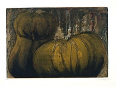 Vintage Koche Artist 1996 Original Hand Signed engraving fruit pumpkin