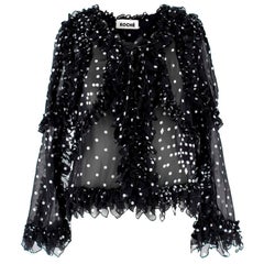Koche Ruffled Lace-Up Polka Dot Silk Blouse US 8 Koche Ruffled Lace-Up Polka Dot Silk Blouse US 8