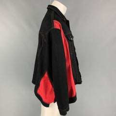 KOCHE' Size XS Black Red Two Toned Cotton Nylon Oversized Asymmetrical Jacket