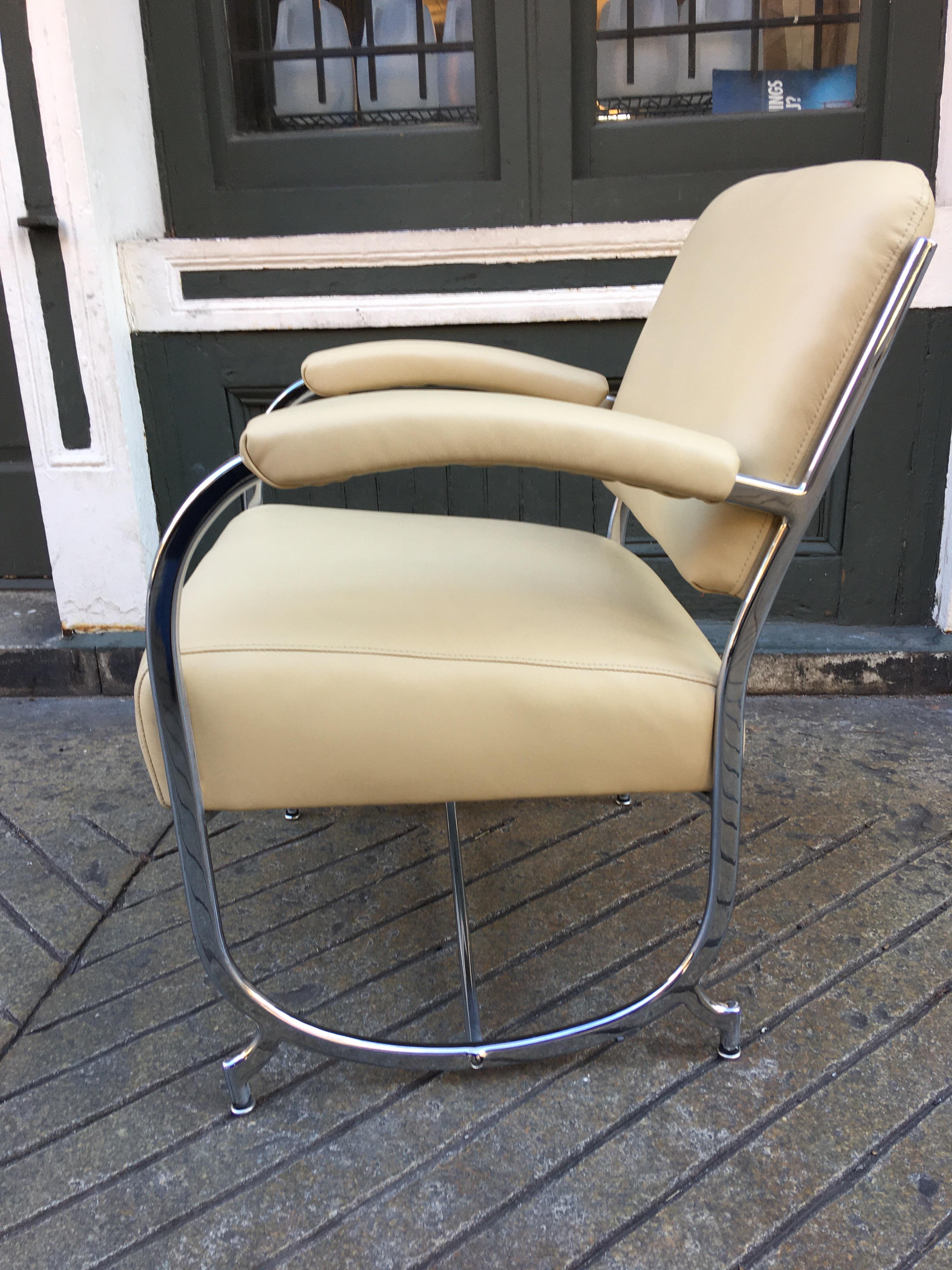 Kochs furniture/ barber shop chair.  Not only did the Kochs Company design barber shop seating, they designed mirrors, cabinets and the actual Barber Chair. This newly re-chromed and re-upholstered chair is in beautiful condition! Seldom seen chair!