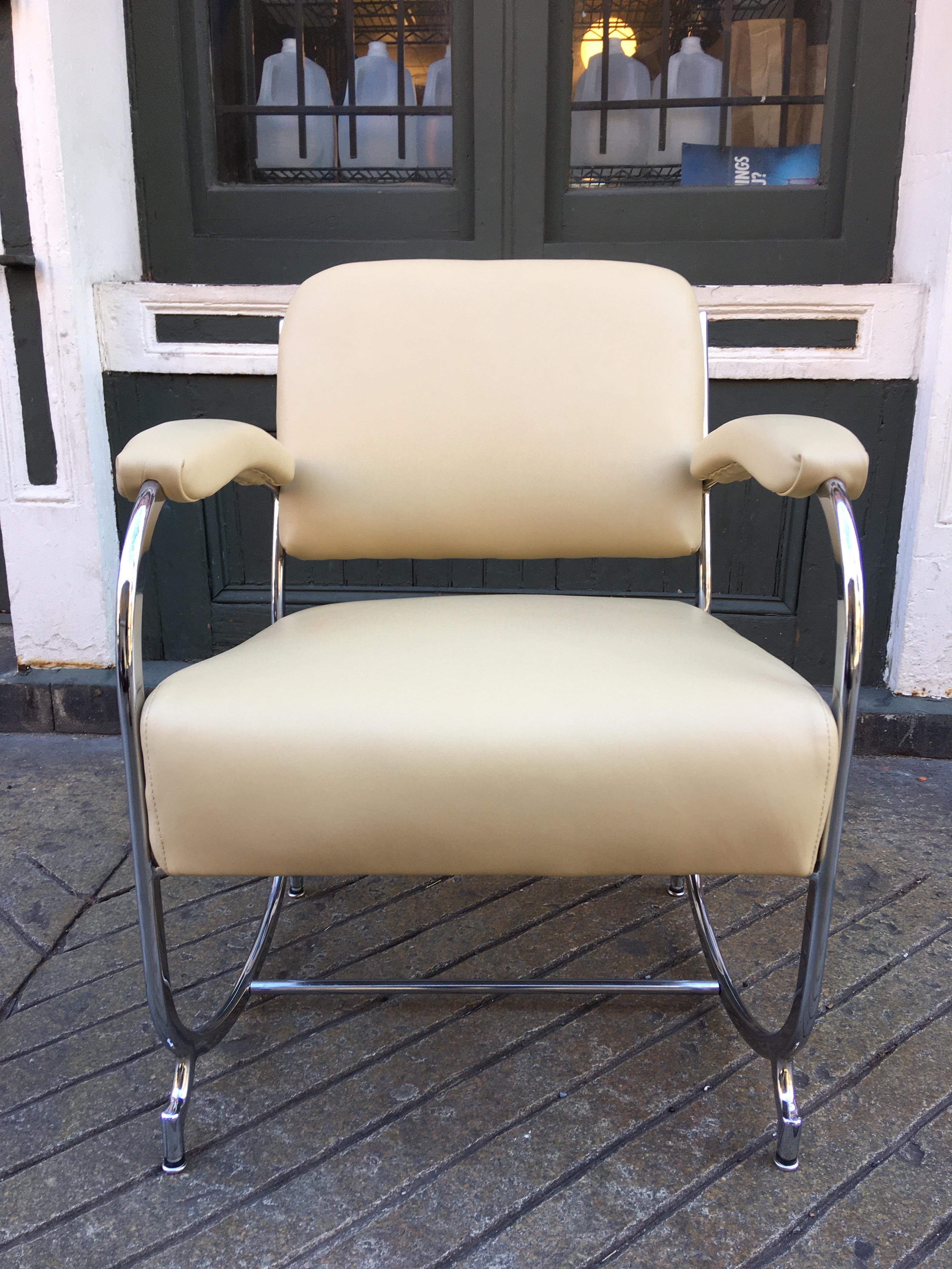 Art Deco Kochs Barbershop Furniture Chrome Chair For Sale