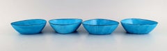 Kockum, Sweden, Four Bowls in Turquoise Enamel, 1970s