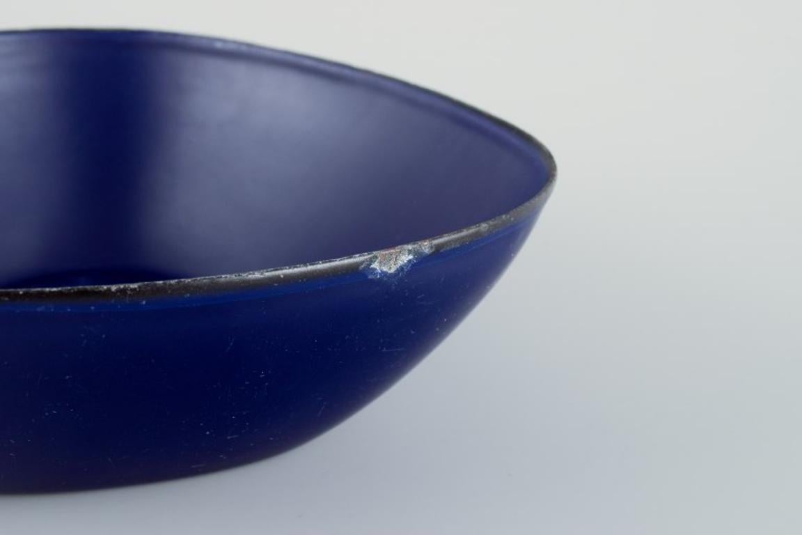 Late 20th Century Kockum, Sweden. Pair of retro metal bowls. Dark blue enamel. From the 1970s.  For Sale