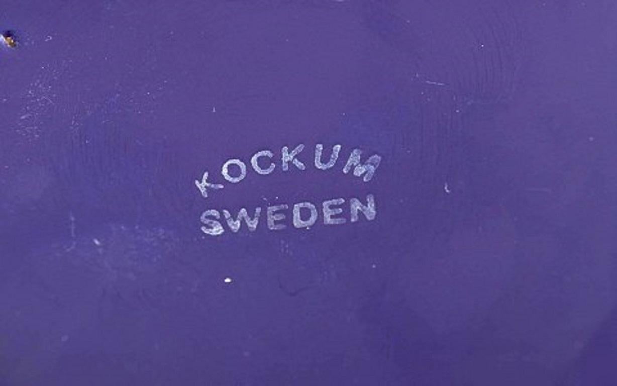 Metal Kockum, Sweden, Three Bowls in Dark Blue and Yellow Enamel, 1970s