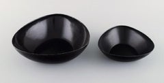 Kockum, Sweden, Two Bowls in Black Enamel, 1970s