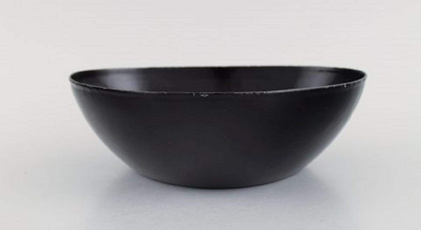Enameled Kockum, Sweden, Two Bowls in Black Enamel, 1970s For Sale