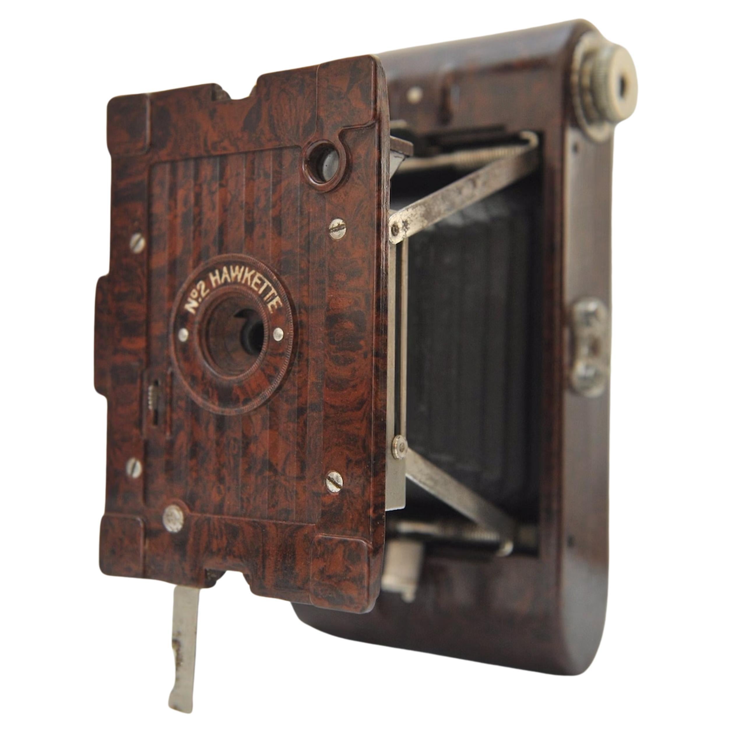 Kodak No 2 Hawkette Marbré bakélite 120 Roll Film Strut Folding Camera Art Déco