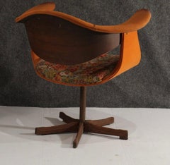 CLEARANCE Kodawood Mid-Century Modern Swivel Armchair Orange Club Lounge 1960s