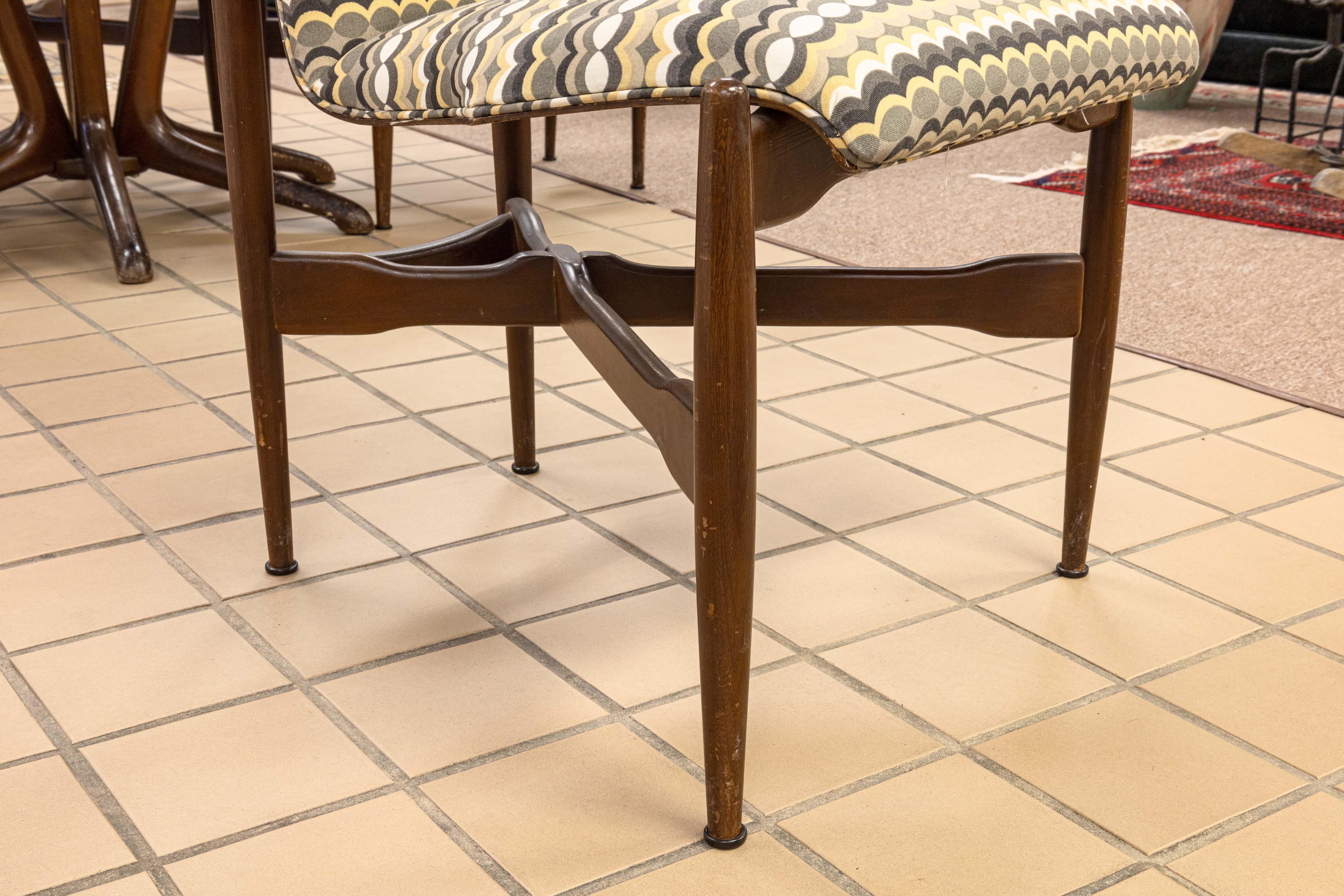 Kodawood Walnut Marble Glass Dinnette Table and 4 Walnut Bentwood Dining Chairs 4