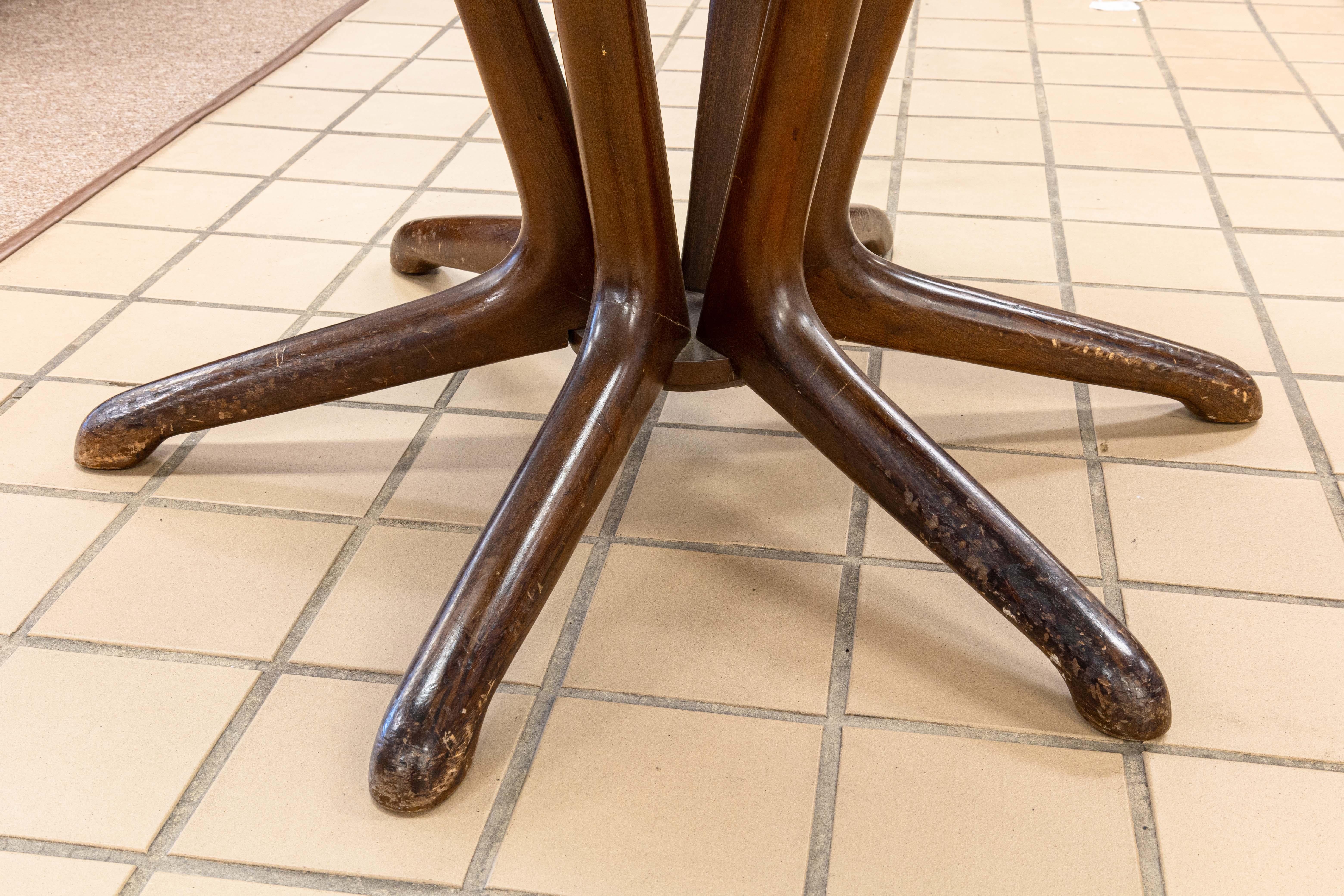 20th Century Kodawood Walnut Marble Glass Dinnette Table and 4 Walnut Bentwood Dining Chairs