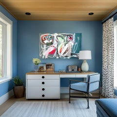 The Bird and the Director - Original Colorful Figurative Abstract Art on Canvas