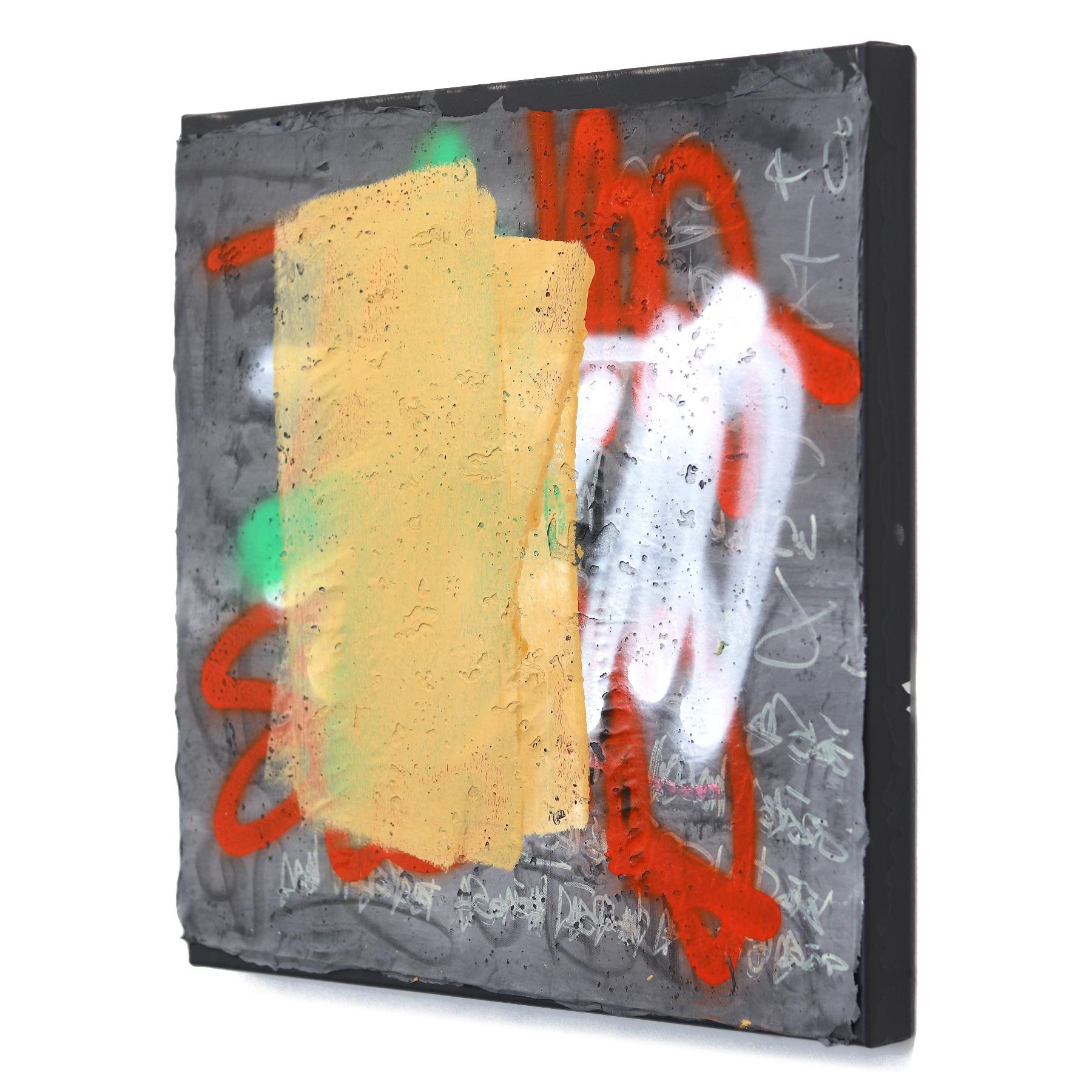 The Brick Walls 3 - Original Textural Abstract Energetic Kunstwerk auf Leinwand (Grau), Abstract Painting, von Kodjovi Olympio
