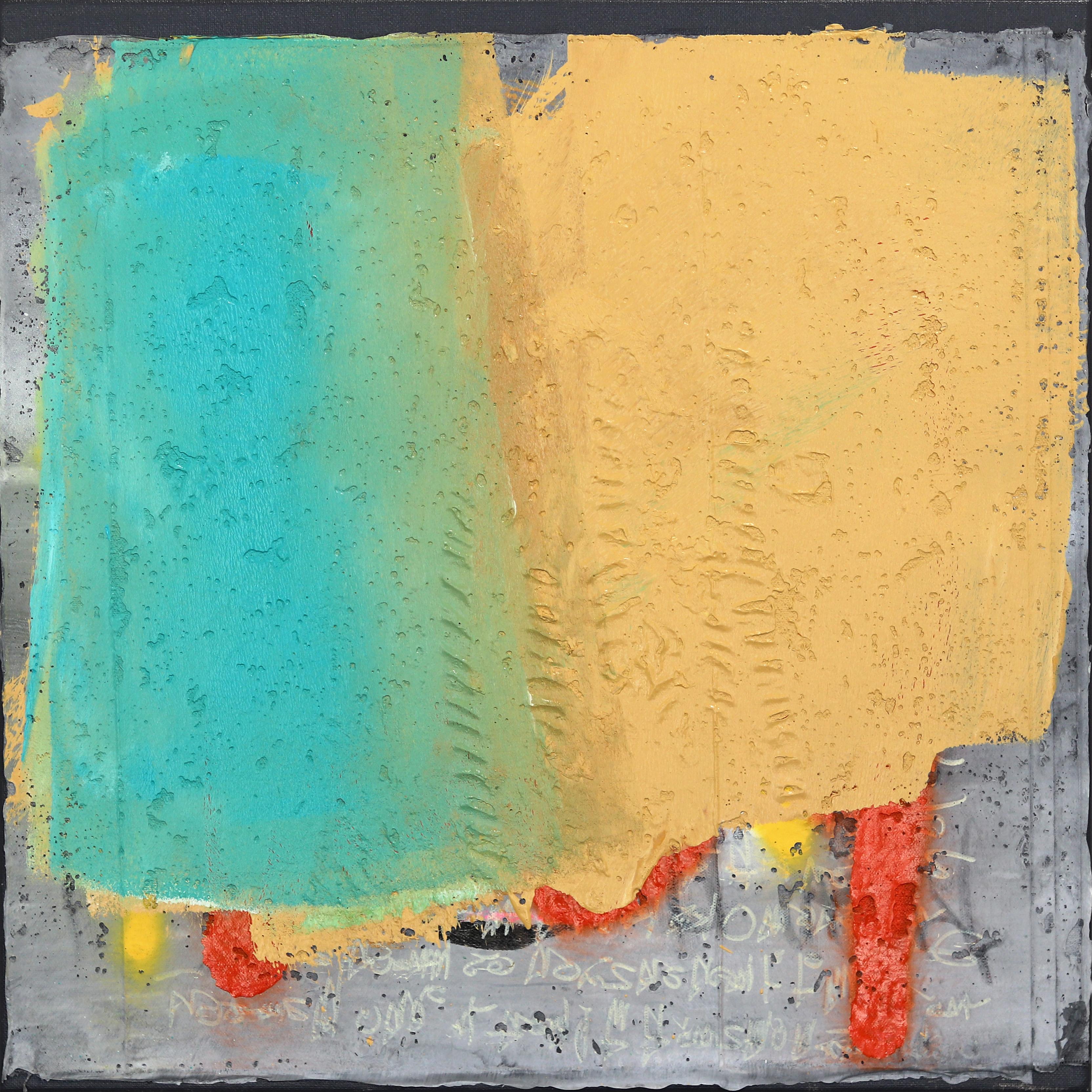 The Brick Walls 4 - Unique Original Colorful Textural Abstract Artwork on Canvas (Les murs de briques 4 - Œuvre d'art abstraite originale et colorée sur toile) - Mixed Media Art de Kodjovi Olympio
