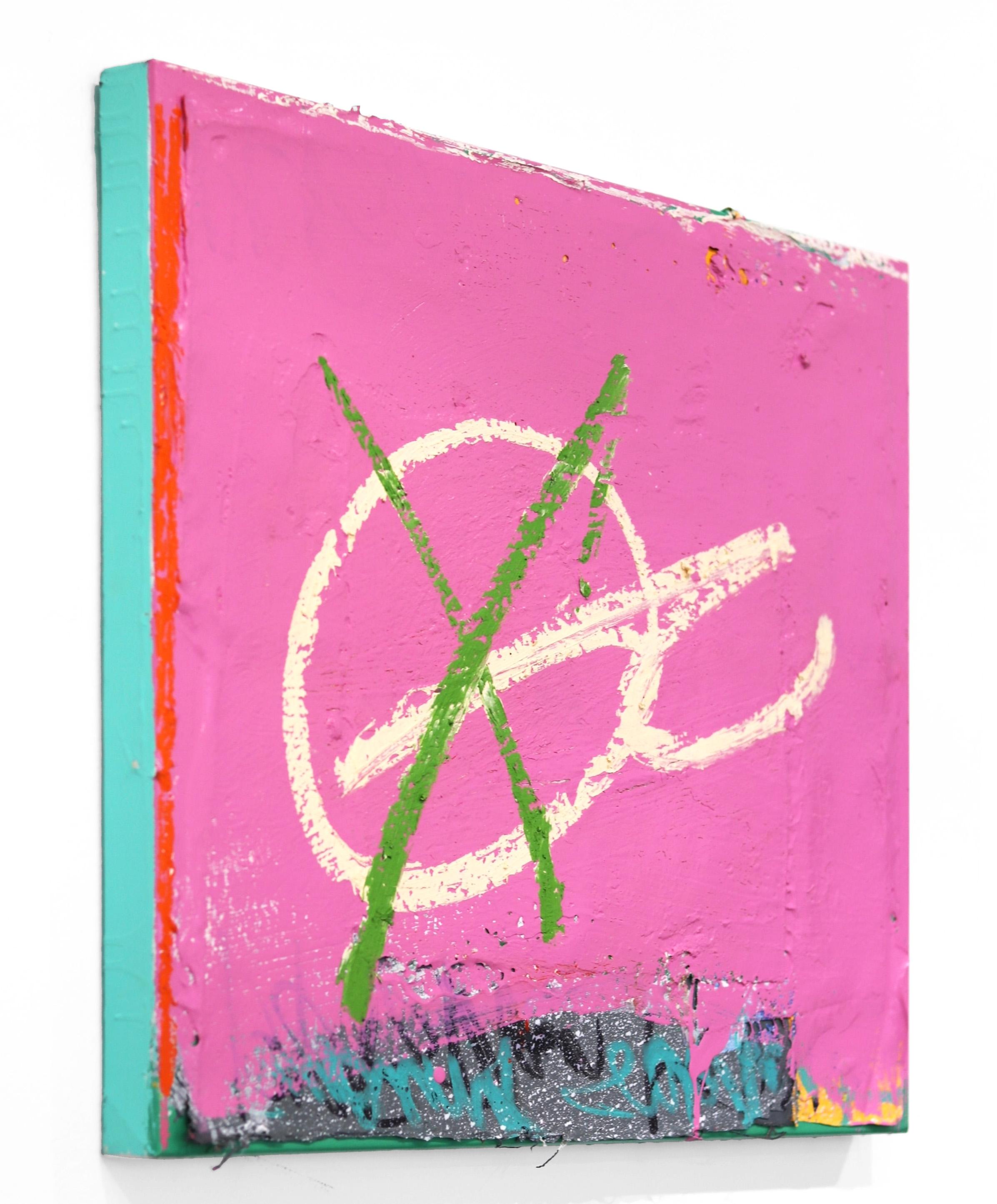 Sans titre Pink 3  - Œuvre d'art abstraite et minimaliste texturée sur toile - Rose Abstract Painting par Kodjovi Olympio