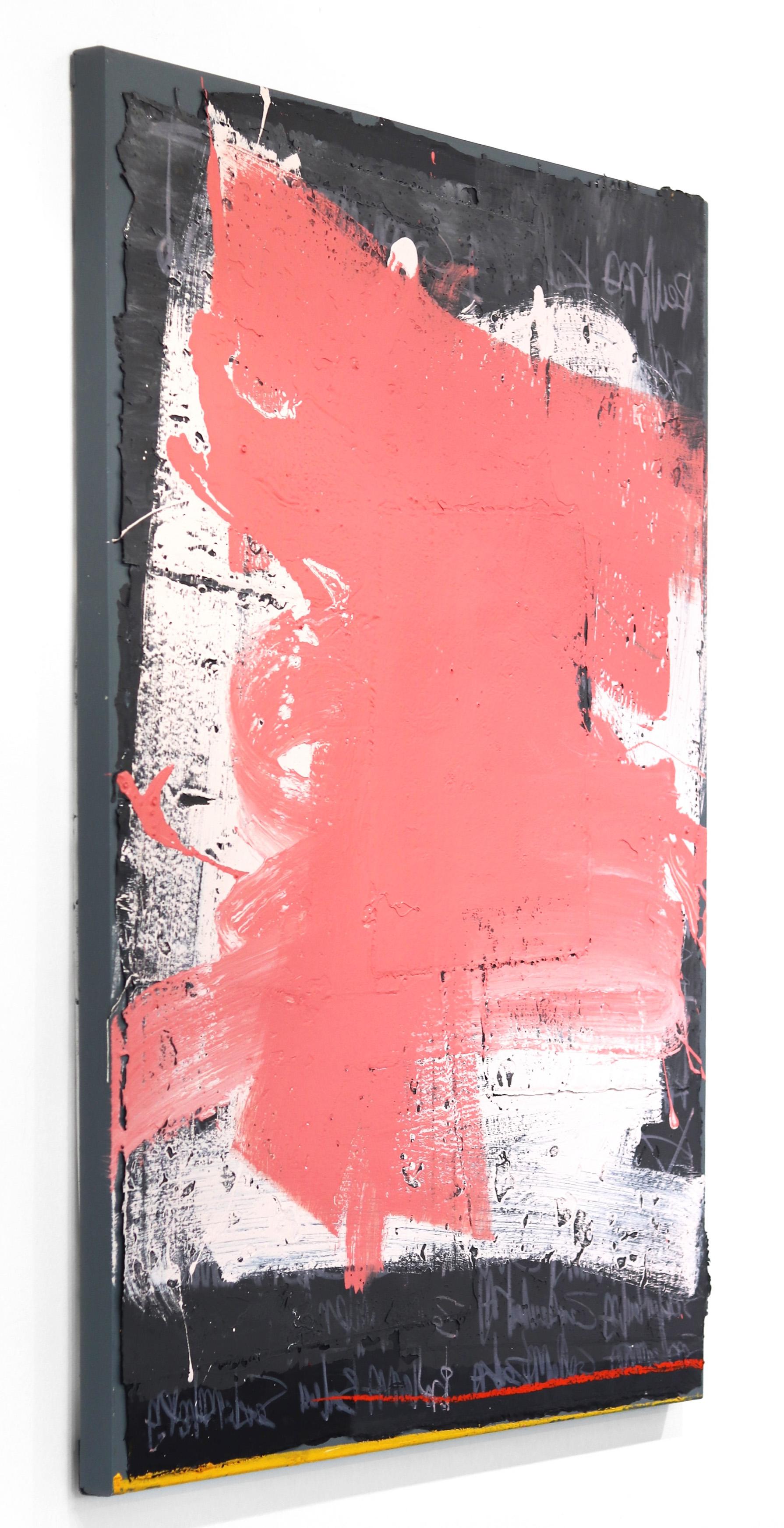 Sans titre rose et gris 1  - Œuvre d'art abstraite et minimaliste texturée sur toile en vente 1