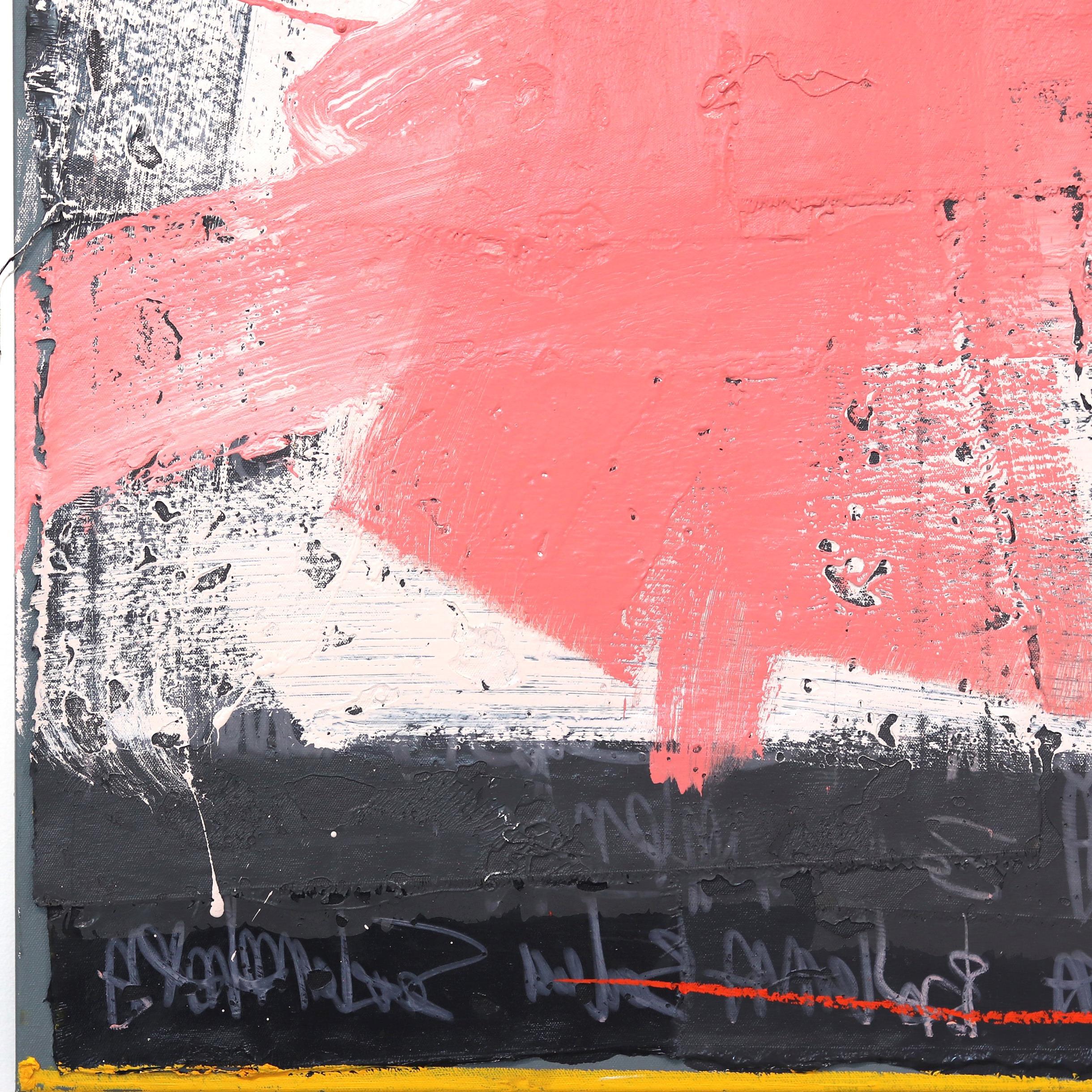 Sans titre rose et gris 1  - Œuvre d'art abstraite et minimaliste texturée sur toile en vente 4