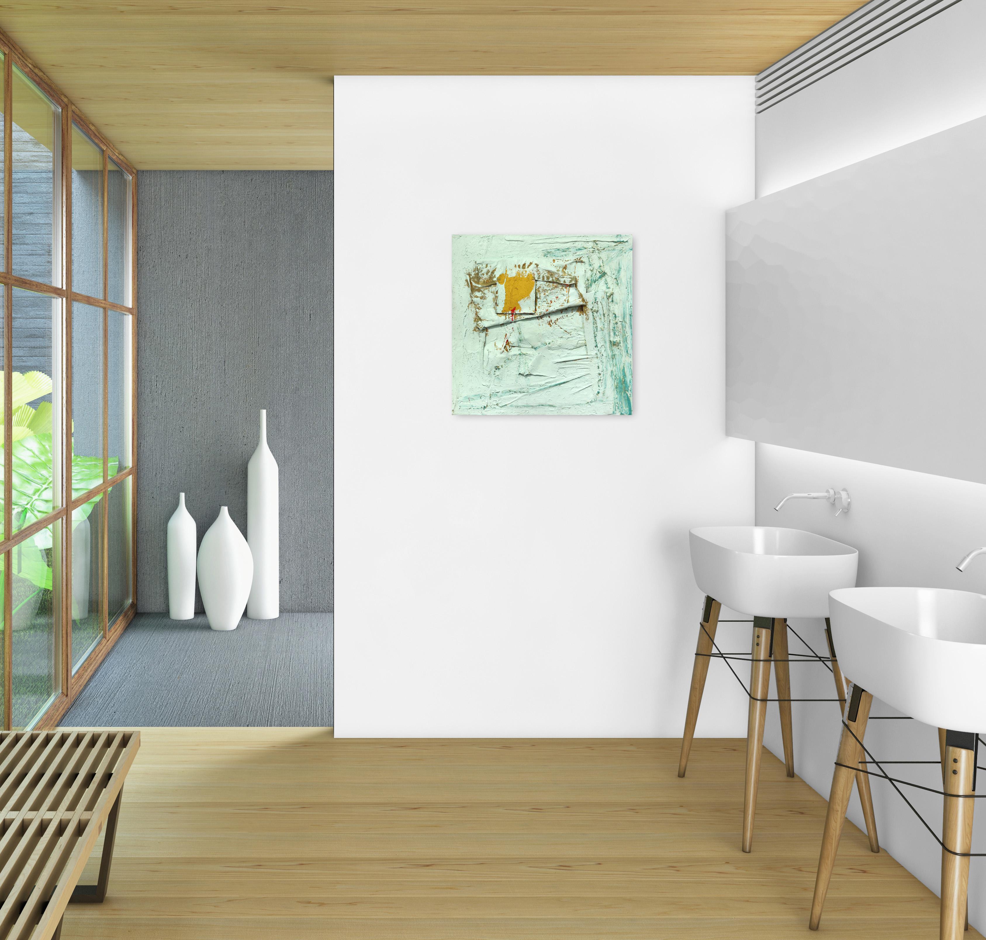 Senza titolo Seafoam 1  - Opera d'arte astratta e minimalista su tela in vendita 3